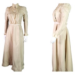 Antikes edwardianisches zweiteiliges walkendes Kleid, Pouter-Tigertruhe 