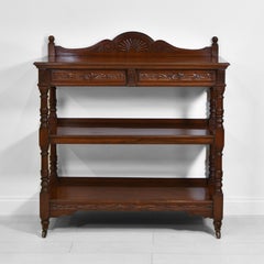 Antique Edwardian Walnut Buffet Server Table with Two Drawers
