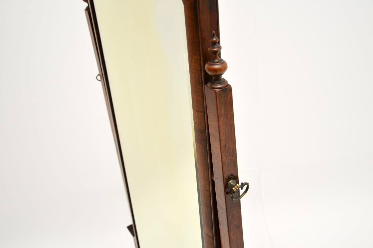 Early 20th Century Antique Edwardian Walnut Cheval Floor Mirror