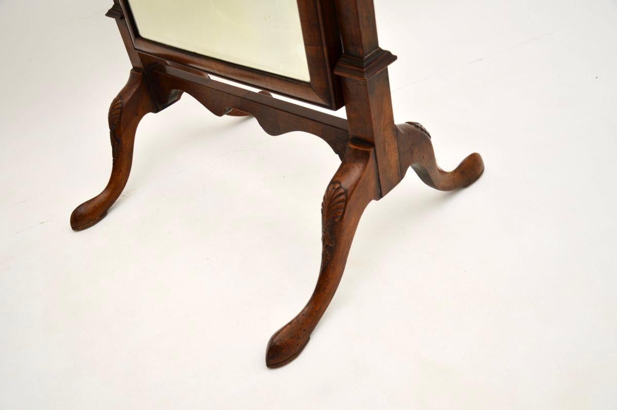 Antique Edwardian Walnut Cheval Floor Mirror 1
