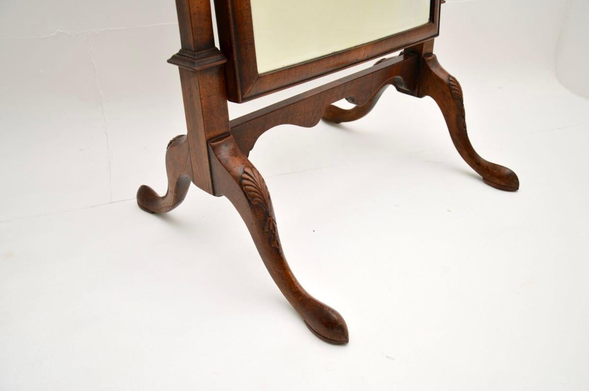 Antique Edwardian Walnut Cheval Floor Mirror 2