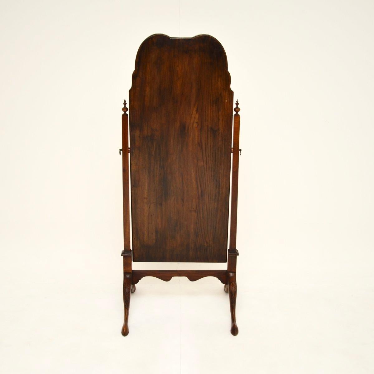 Antique Edwardian Walnut Cheval Floor Mirror 3