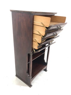 Antique Edwardian Walnut Sheet Music Cabinet File Cabinet, Scotland 1910, H857