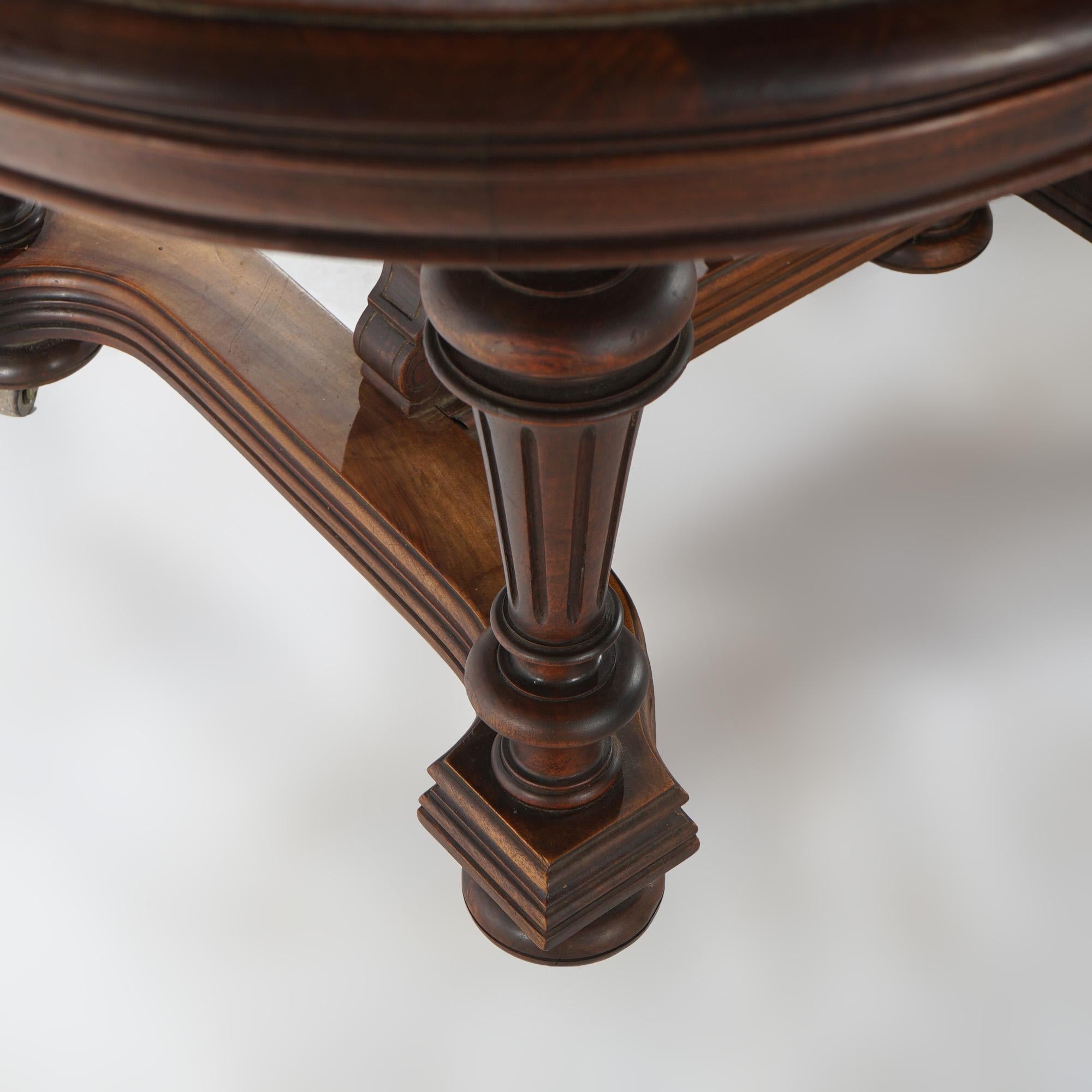 Antique Edwardian Walnut Square Extension Dining Table with Three Leaves c1900 9