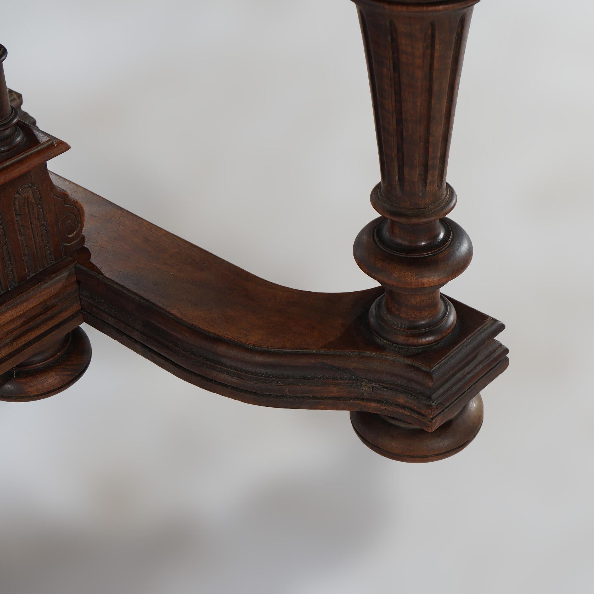 Antique Edwardian Walnut Square Extension Dining Table with Three Leaves c1900 10