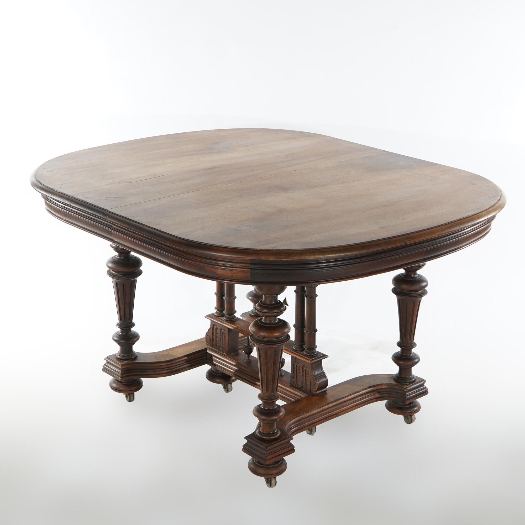 Antique Edwardian Walnut Square Extension Dining Table with Three Leaves c1900 2