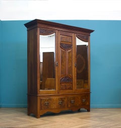 Antique Edwardian Walnut Wardrobe, 1900s