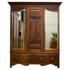 Antique Edwardian Walnut Wardrobe, 1900s