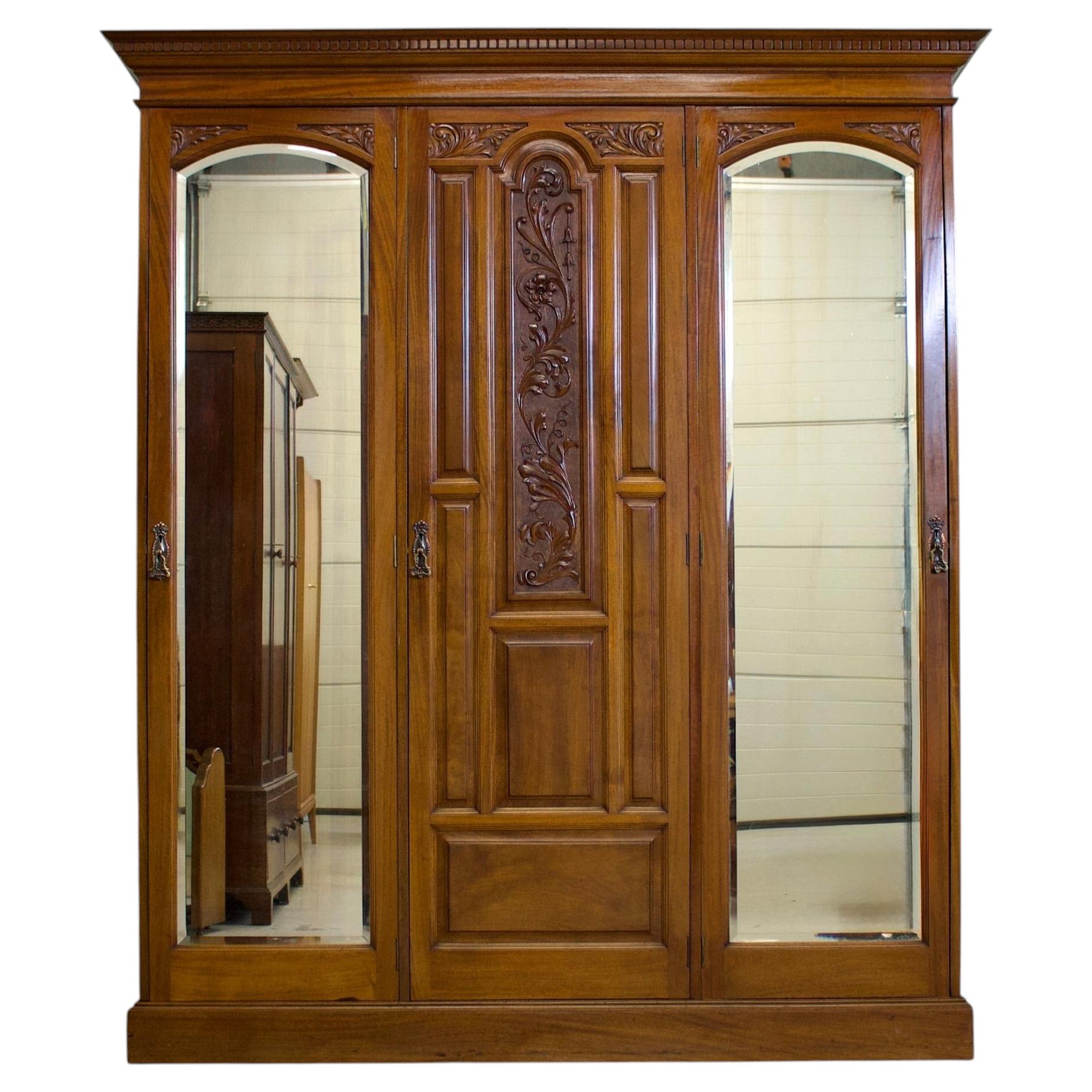 Antique Edwardian Walnut Wardrobe, 1900s
