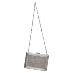 Antiguo bolso eduardiano William B Kerr de plata de ley o bolso de noche para señora