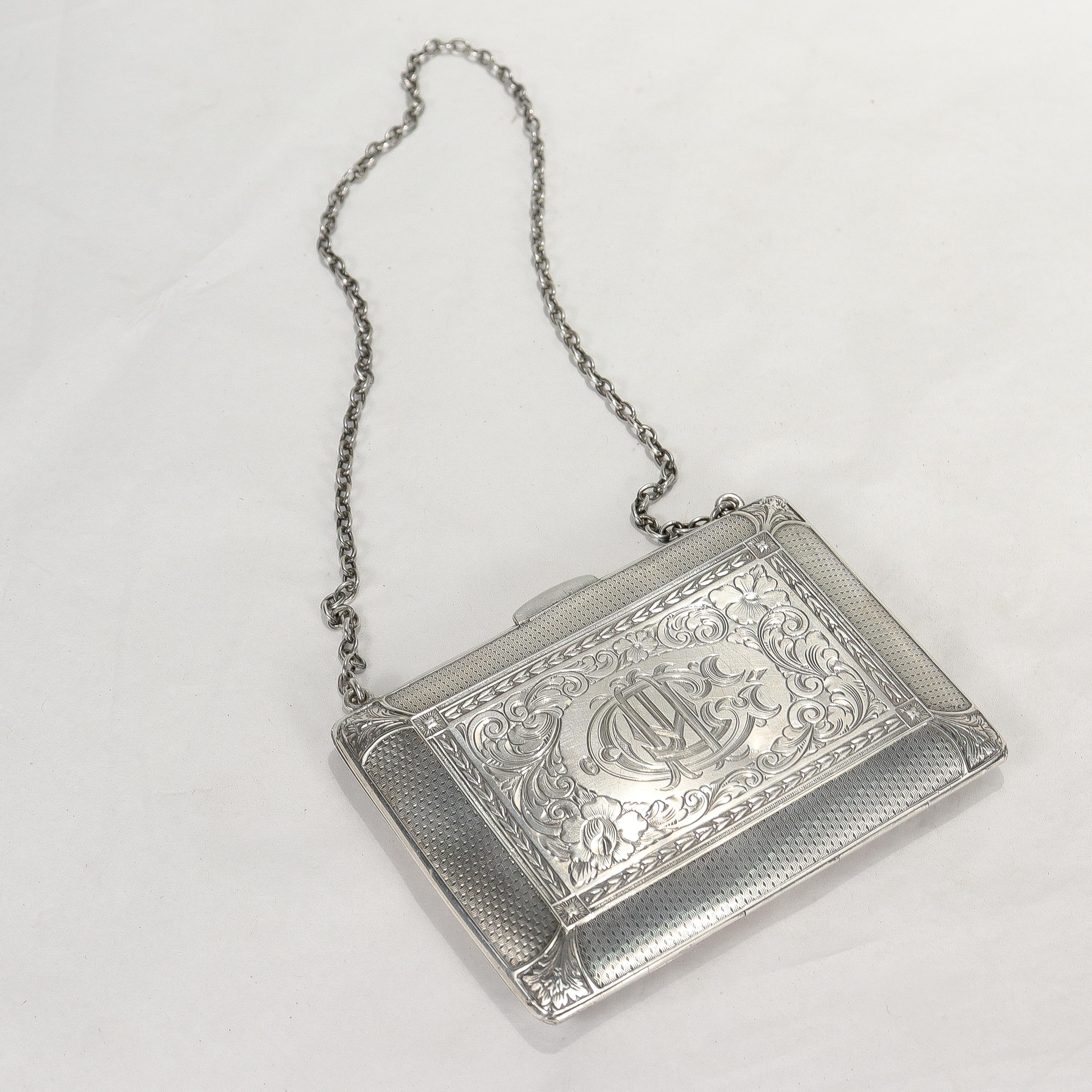 Antike edwardianische William B Kerr Sterlingsilber Geldbörse oder Abendtasche für Damen im Zustand „Gut“ im Angebot in Philadelphia, PA