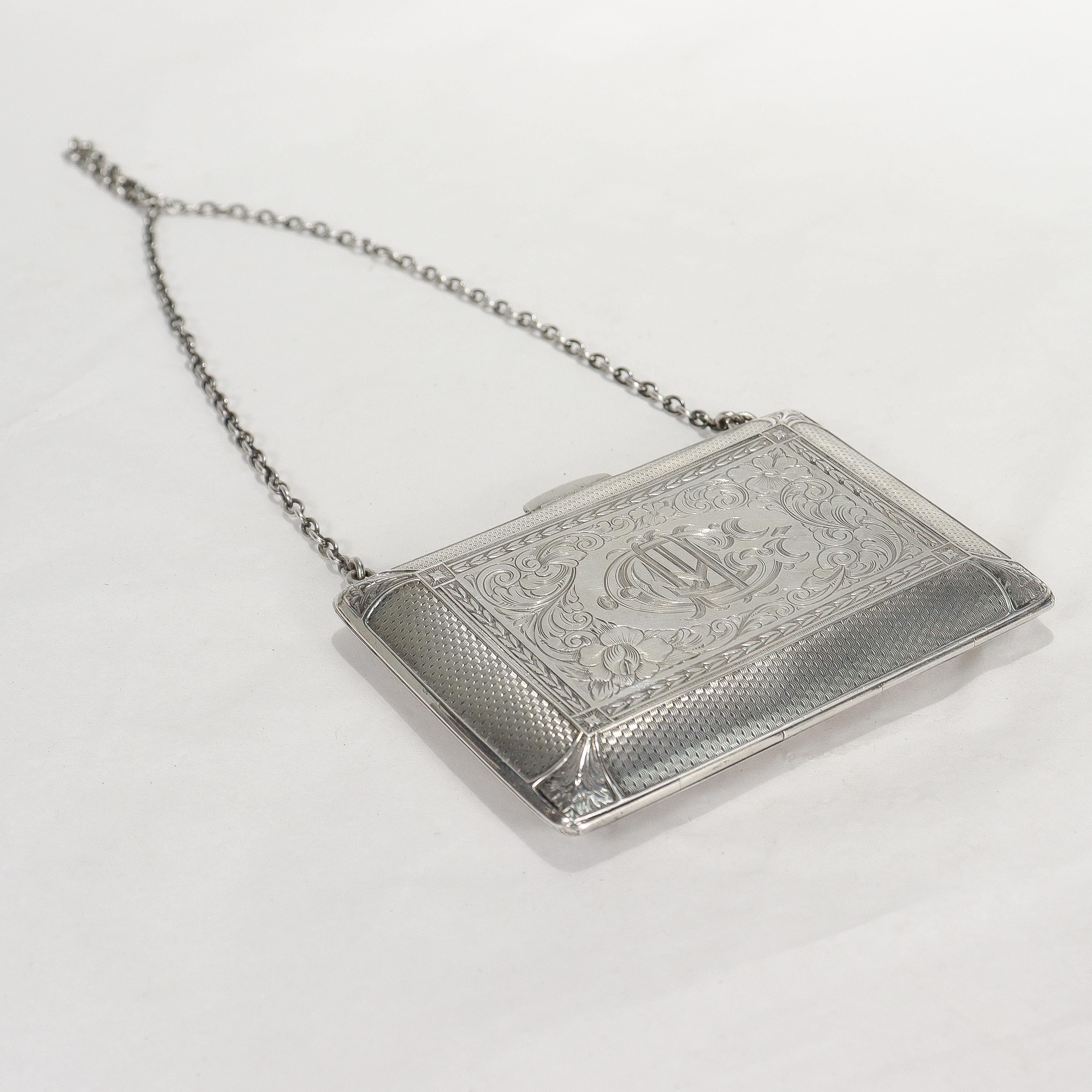 antique silver purse with chain