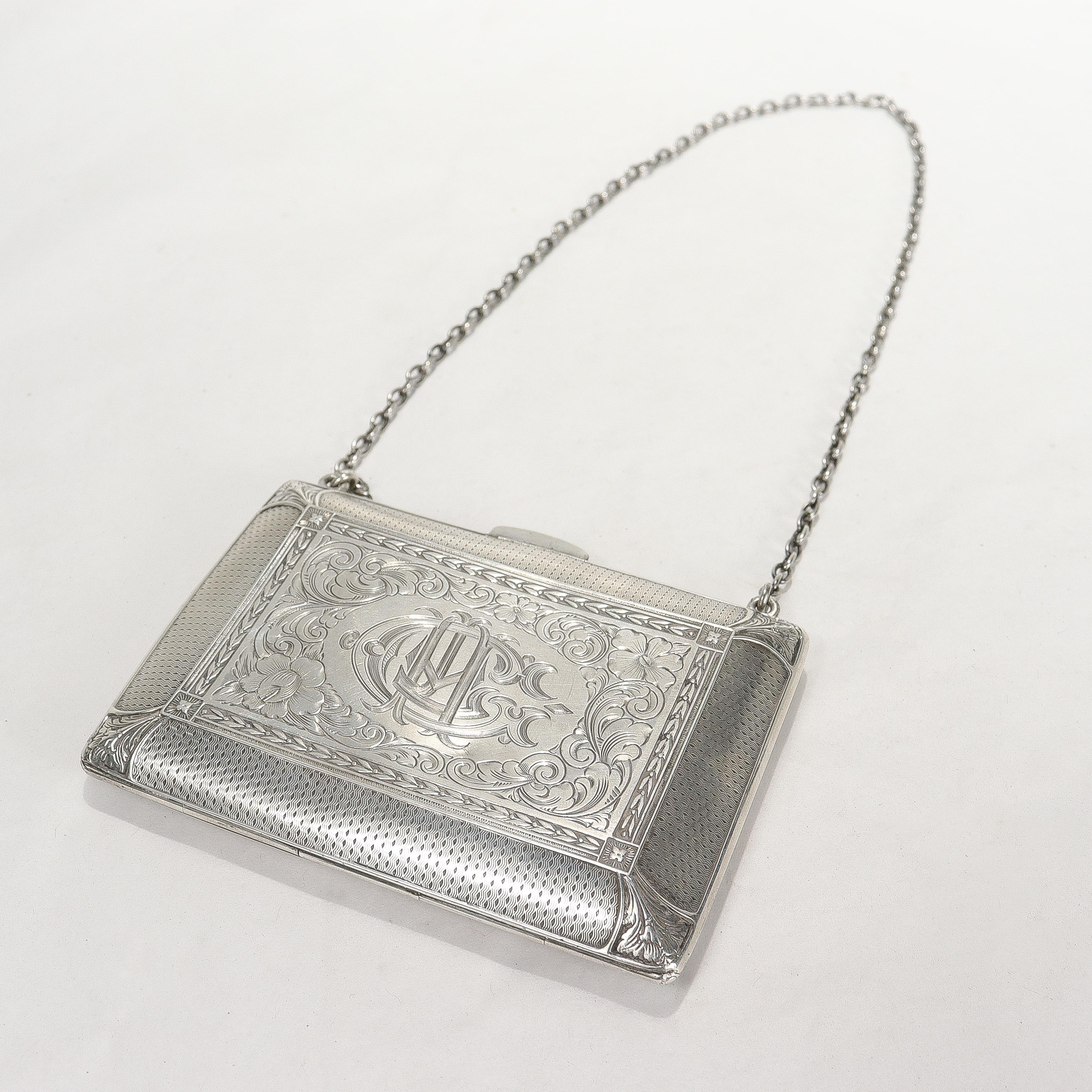 Antique Edwardian William B Kerr Sterling Silver Purse or Lady's Evening Bag In Good Condition For Sale In Philadelphia, PA