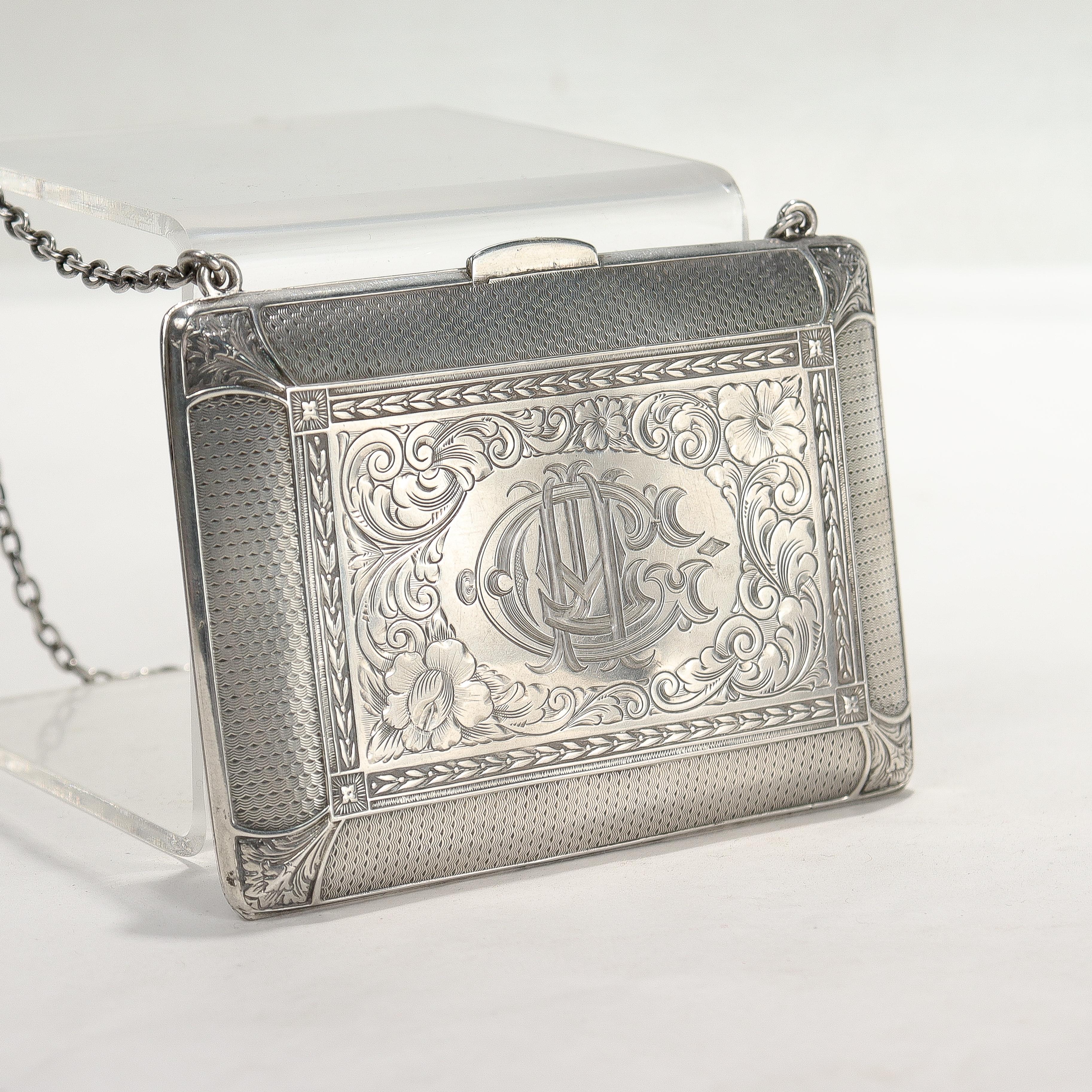 Women's or Men's Antique Edwardian William B Kerr Sterling Silver Purse or Lady's Evening Bag For Sale