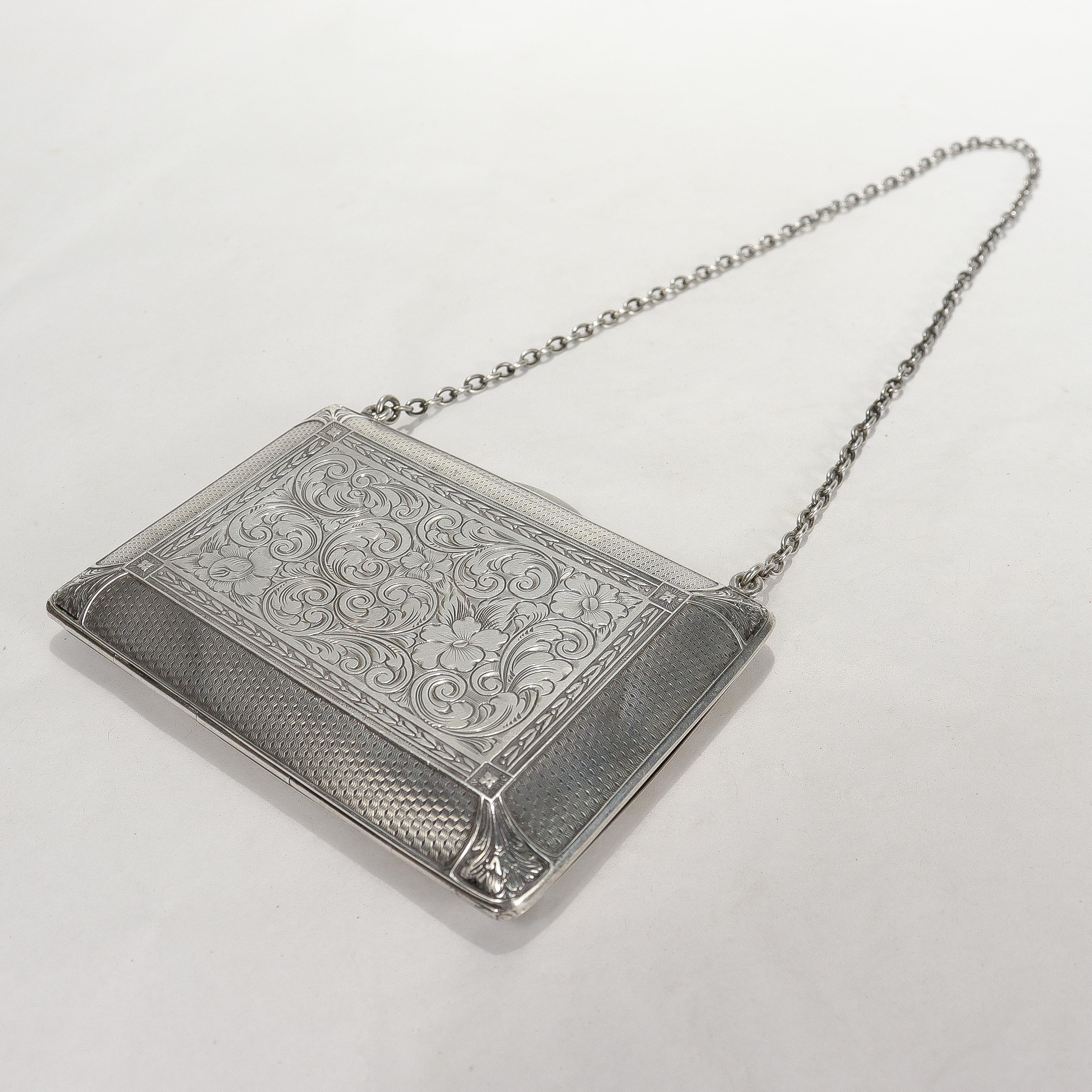 Antique Edwardian William B Kerr Sterling Silver Purse or Lady's Evening Bag For Sale 1