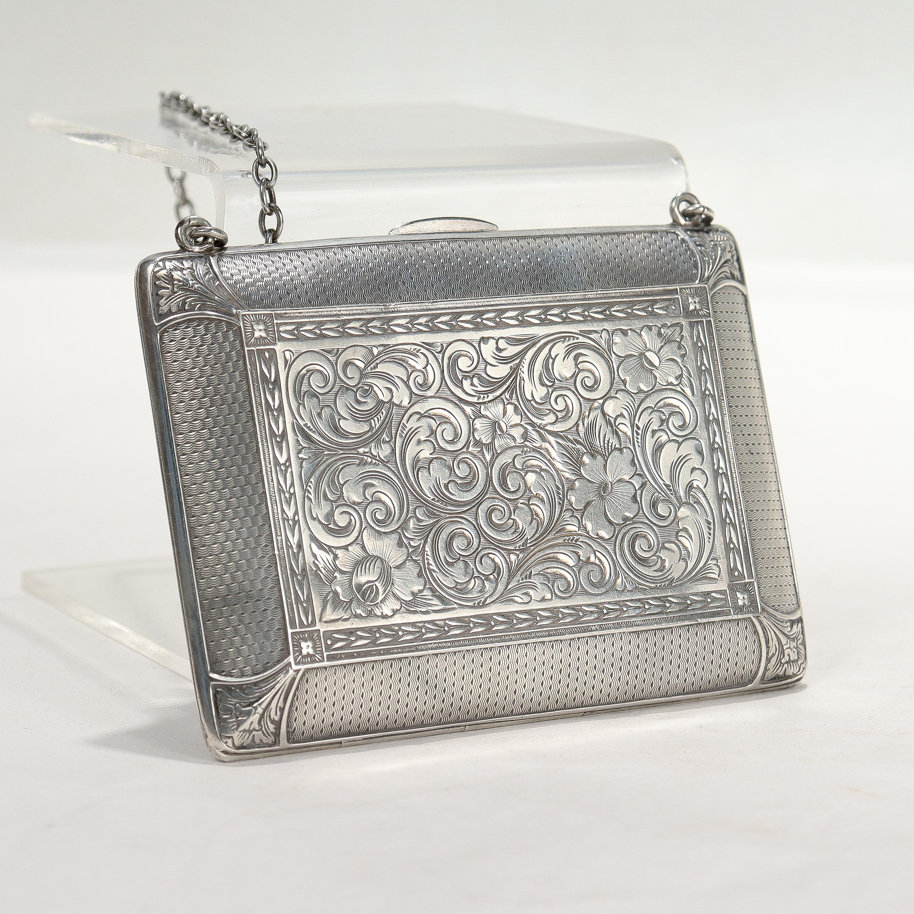 Antique Edwardian William B Kerr Sterling Silver Purse or Lady's Evening Bag For Sale 2