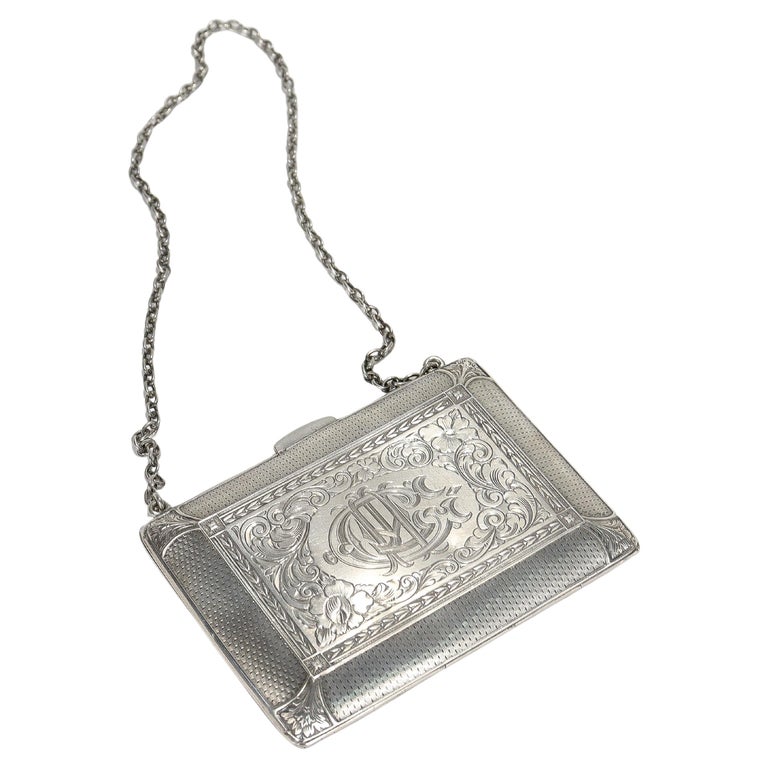 Antique Edwardian William B Kerr Sterling Silver Purse or Lady's Evening Bag  For Sale at 1stDibs