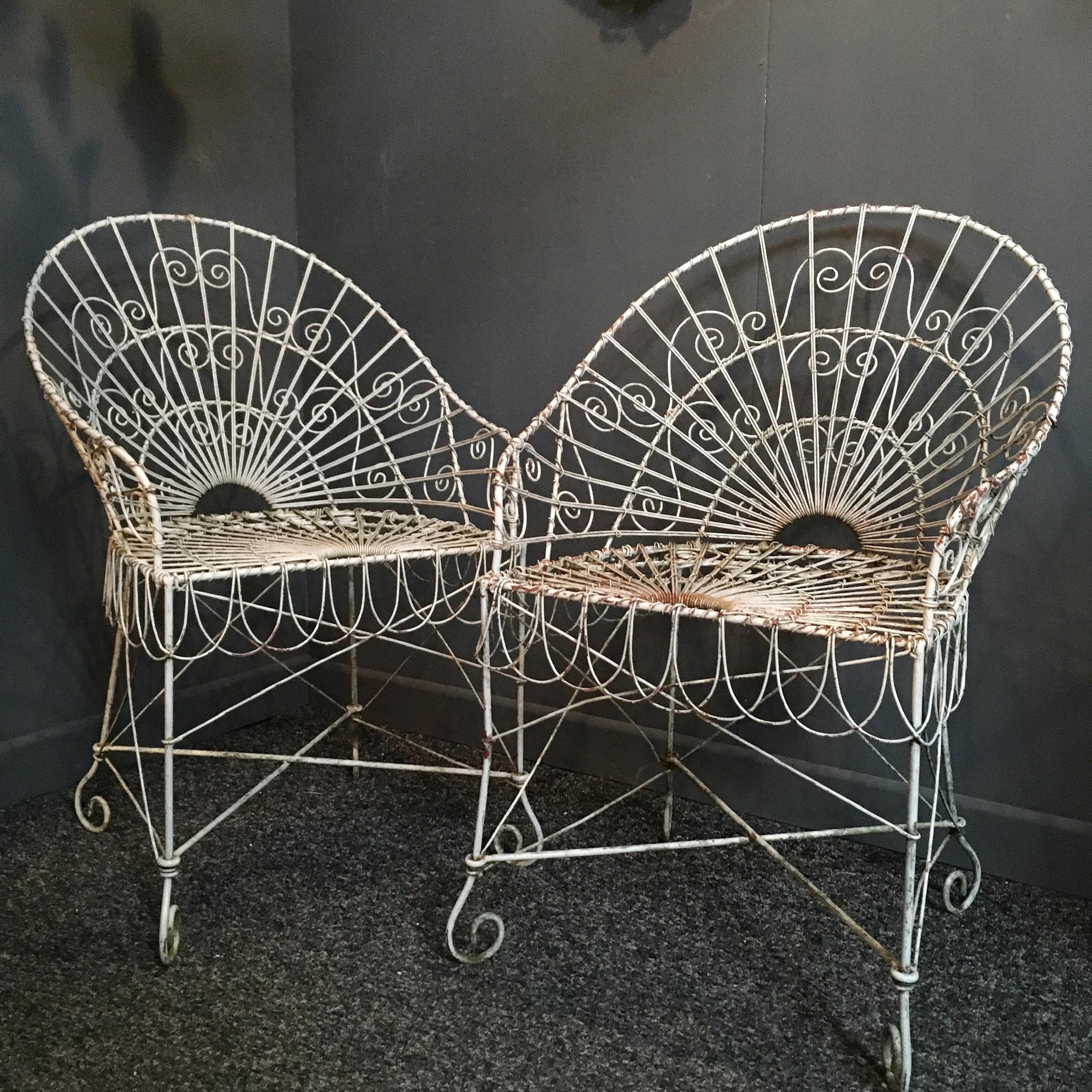 Metal Antique Edwardian Wirework Garden Chairs
