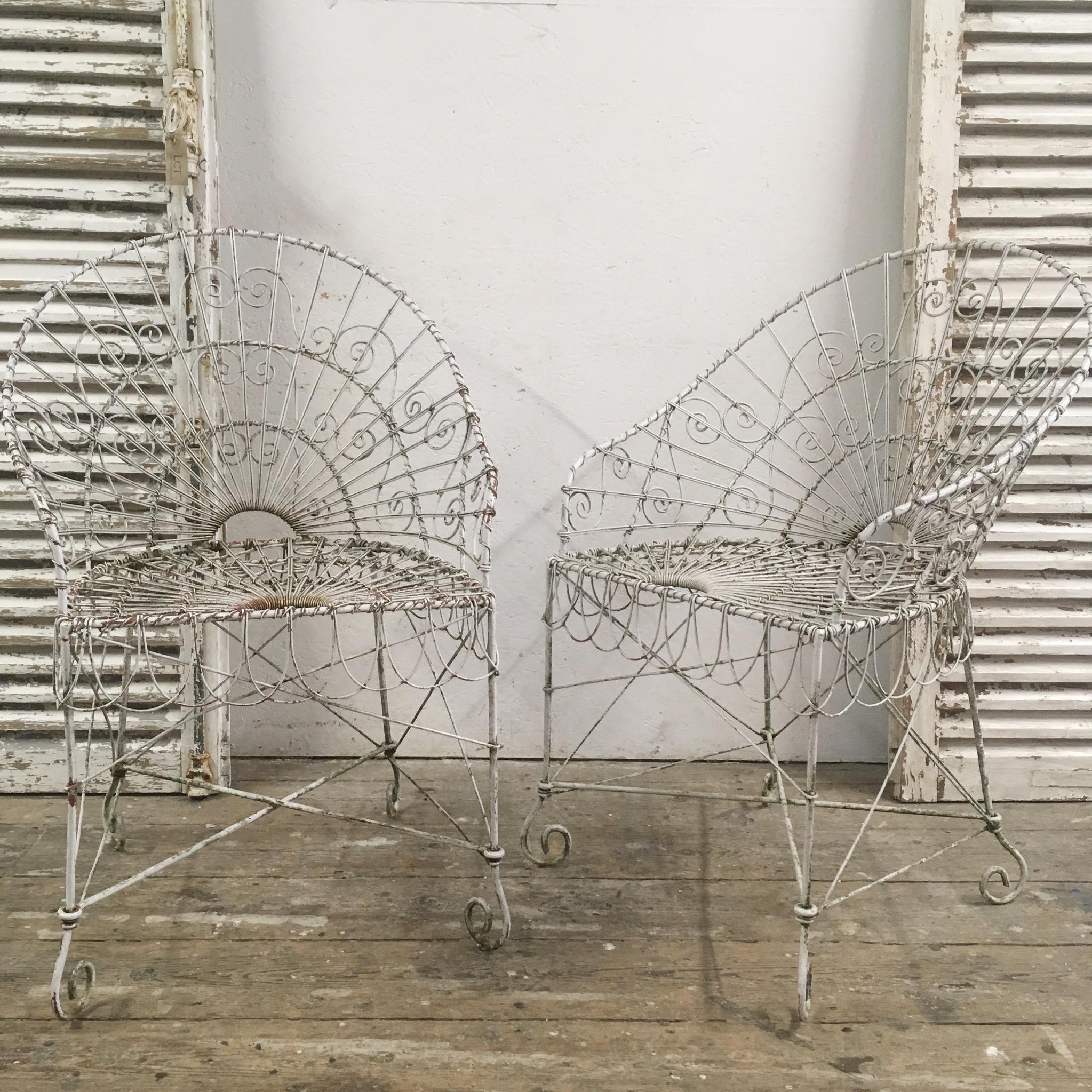 Antique Edwardian Wirework Garden Chairs 5