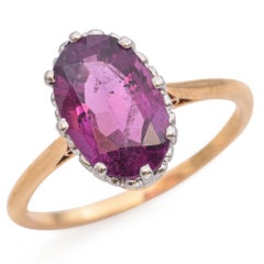 Antique Edwardian Yellow Gold Platinum Rhodolite Garnet Ring