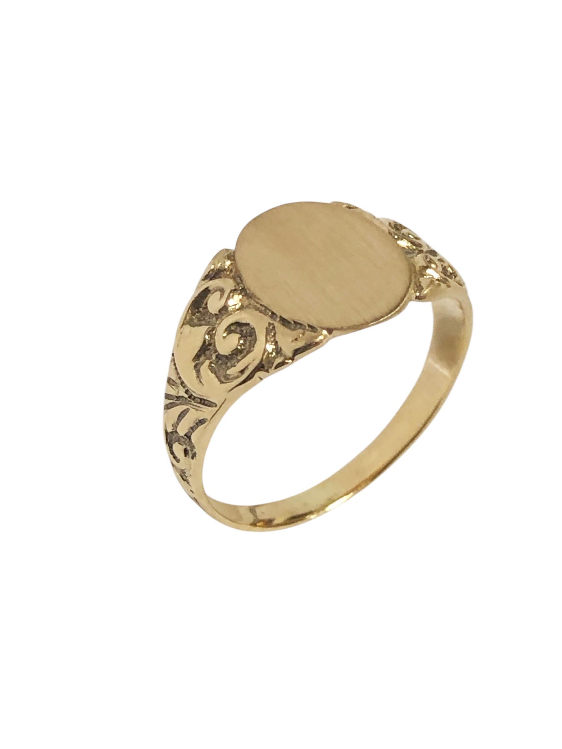 Édouardien Bague de chevalière ancienne en or jaune de l'époque édouardienne en vente