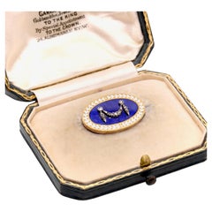Antique Edwardian Yellow Gold & Silver Diamond and Enamel Garrard Brooch