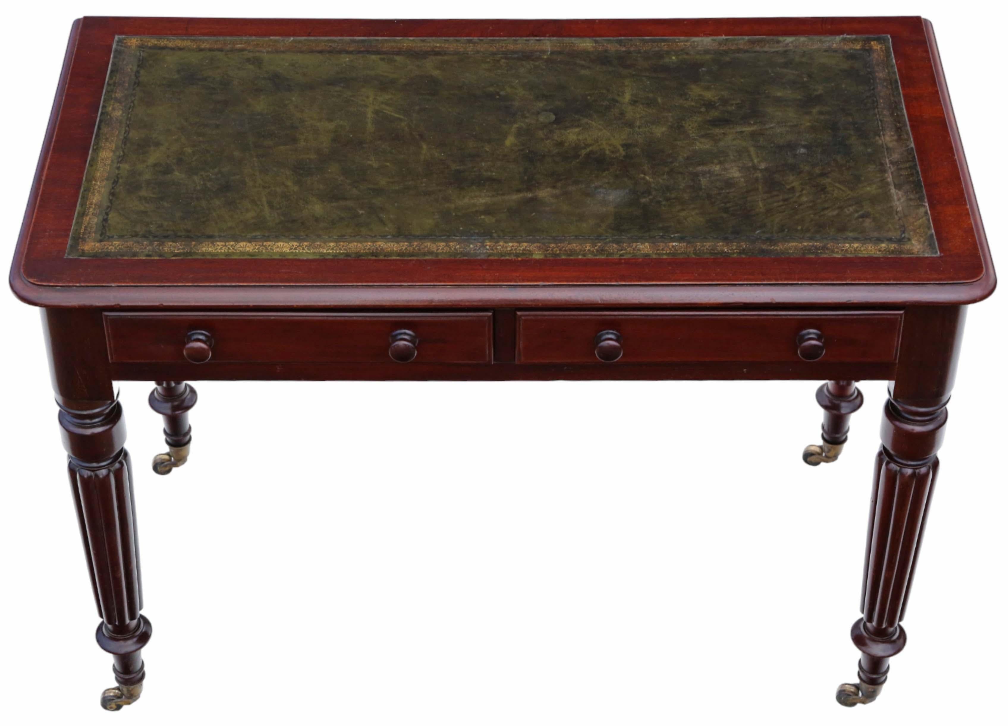 Antique, fine-quality 19th Century Edwards and Roberts mahogany writing, dressing, side table desk. Exhibiting a lovely age, color, and patina and standing on melon-fluted legs.

This piece is free from loose joints or woodworm, exuding age,
