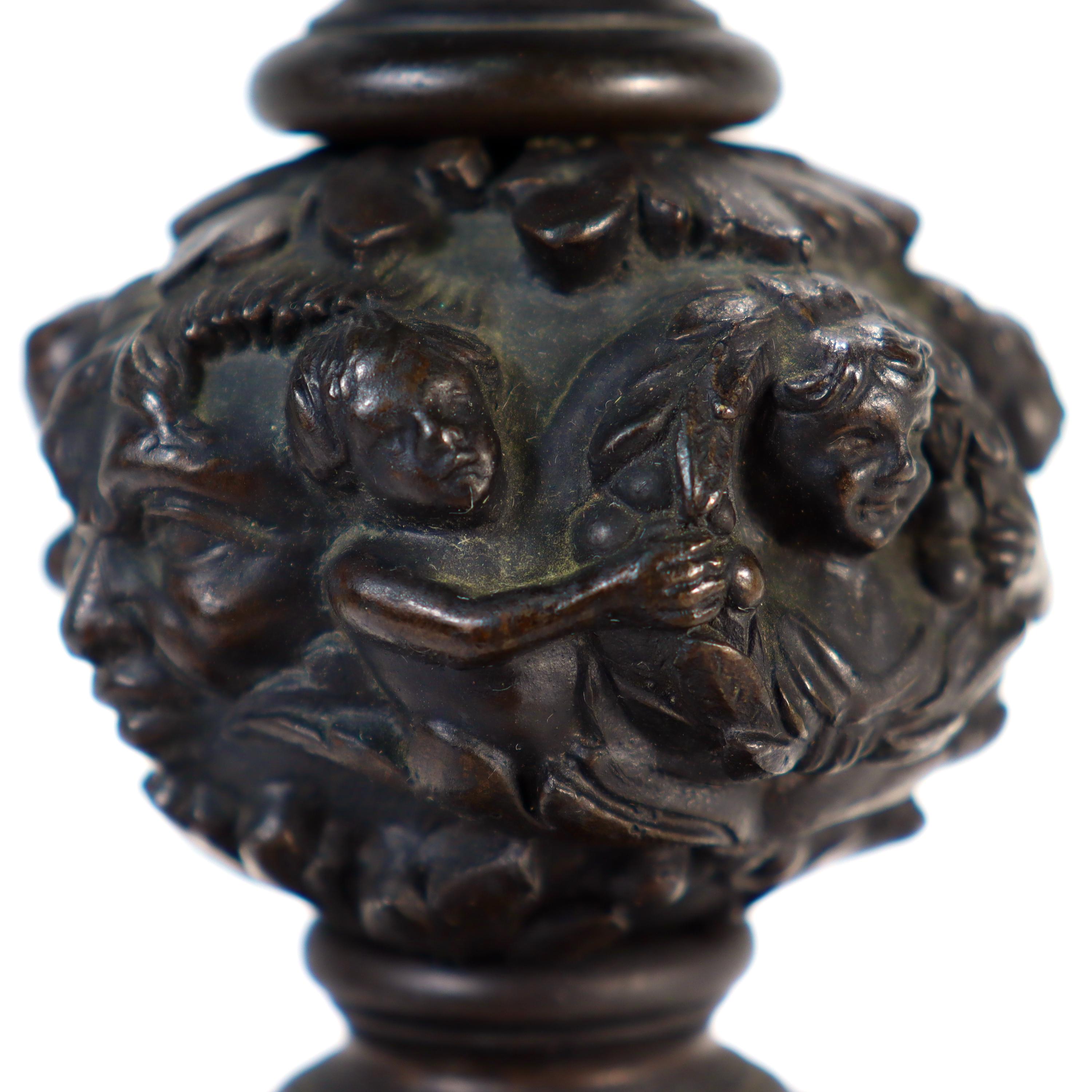 Antique E.F. Caldwell Bronze Table Lamp with Cherub For Sale 8
