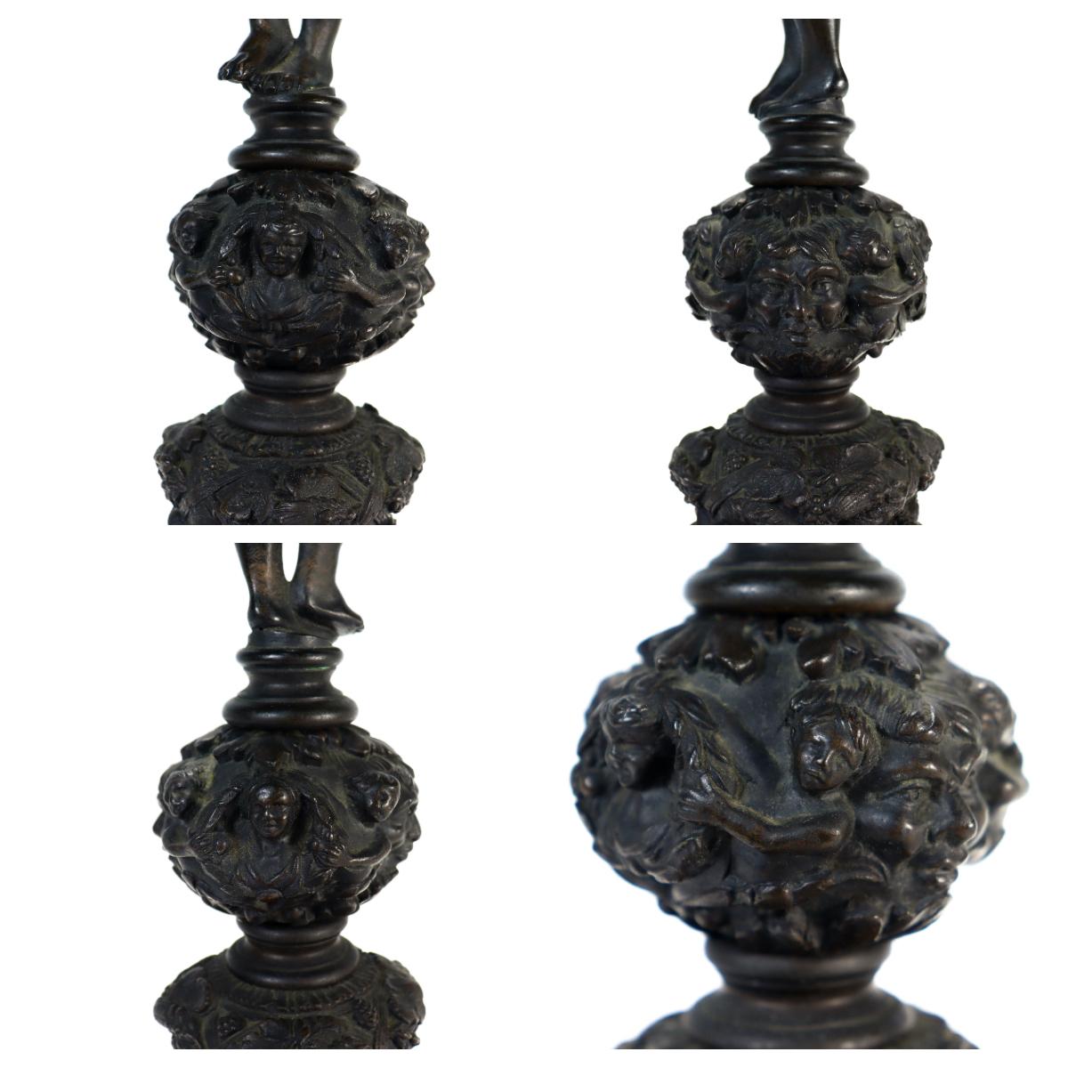 Antico E. F. A. Lampada da tavolo Caldwell in bronzo con cherubino in vendita 8