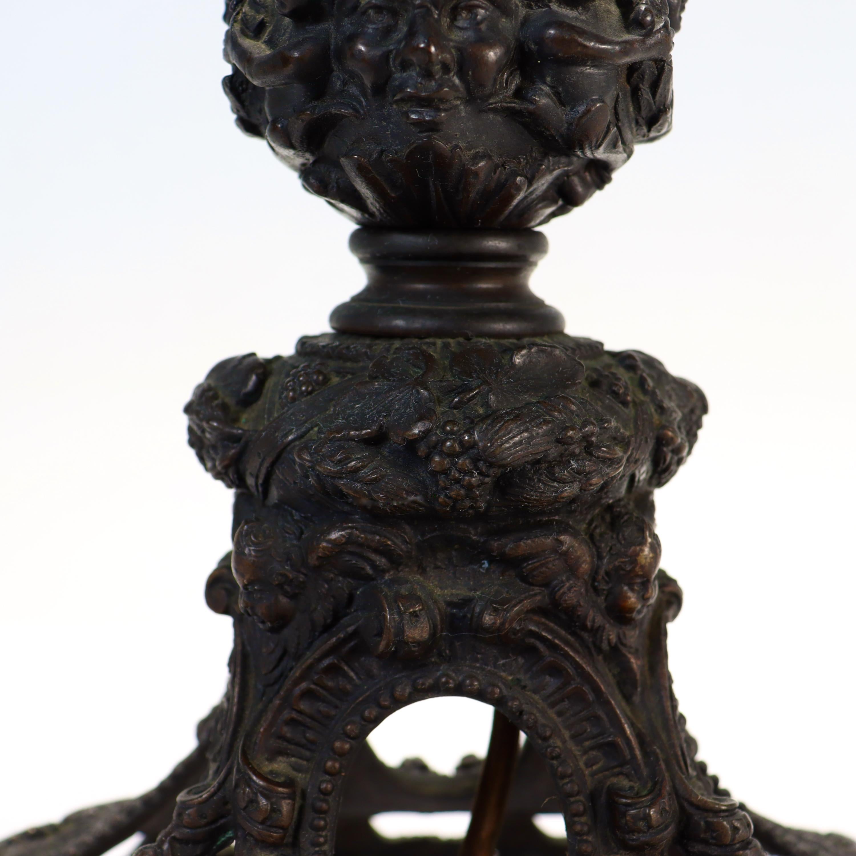 Antique E.F. Caldwell Bronze Table Lamp with Cherub For Sale 10