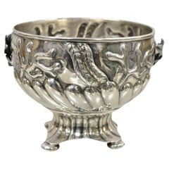 Antique E.G. Webster & Co Silver Plated Repousse Footed Round Bowl