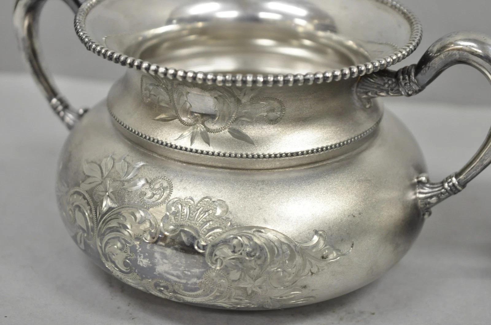 Service à thé ancien en argent repoussé, plaqué Egli, Art Nouveau - 3 pièces en vente 4
