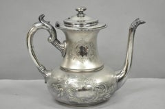 Antique EG Webster English Art Nouveau Silver Plated Repousse Tea Set - 3 Pc Set