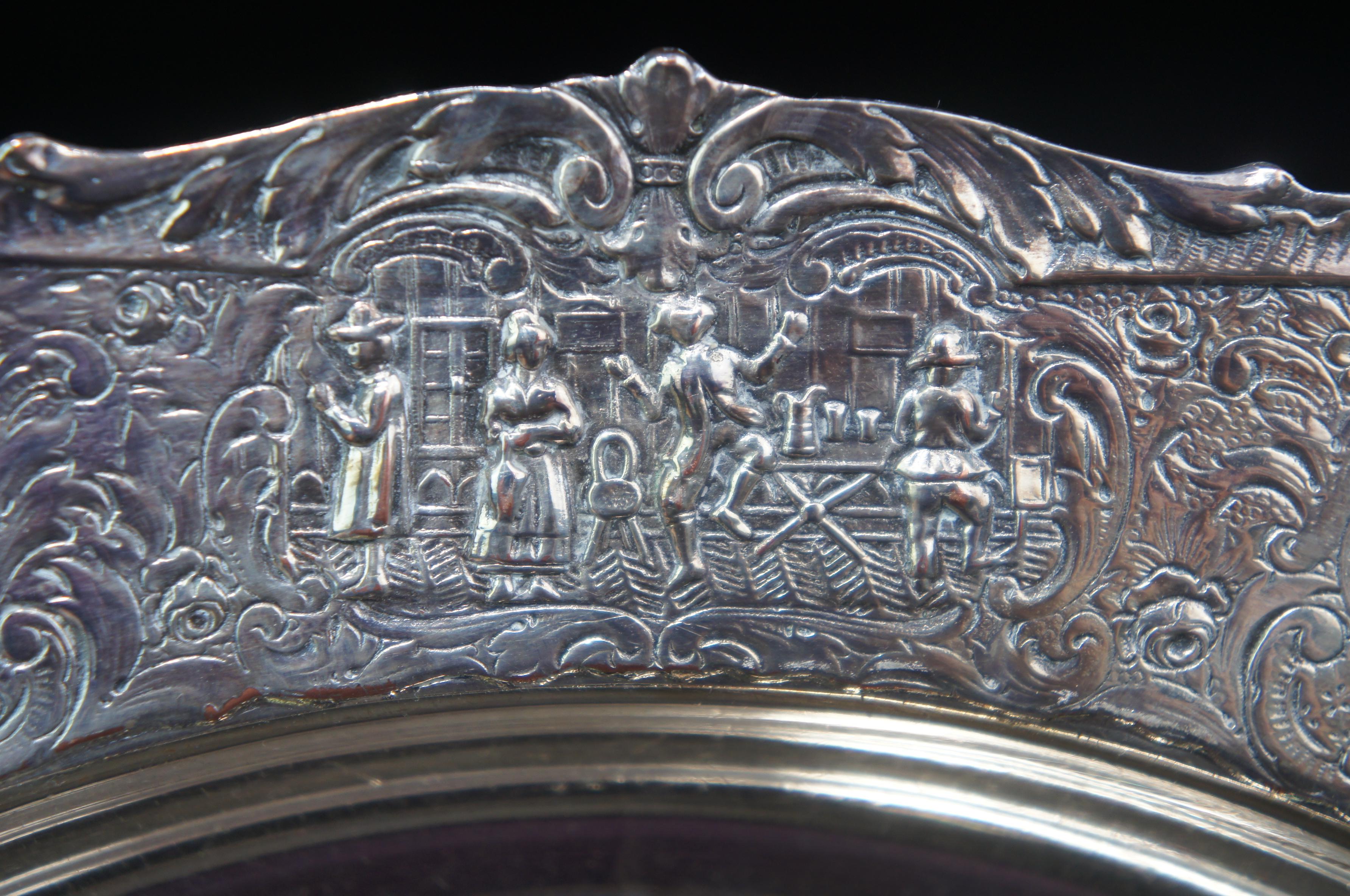Silver Plate Antique E.G. Webster & Son Silverplate Dutch Repousse Platter Tray Charger