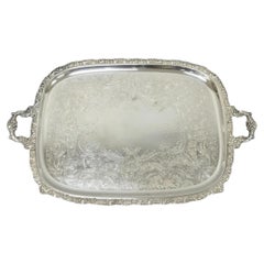 Antike E.G. Webster & Son Viktorianisch Versilbert Floral Repousse Serviertablett