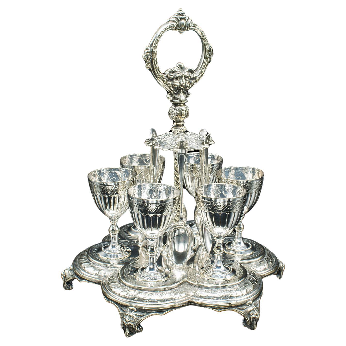 Antiguo Carrusel de Hueveras, Inglés, Plato de Plata, Servicio de Desayuno, Victoriano