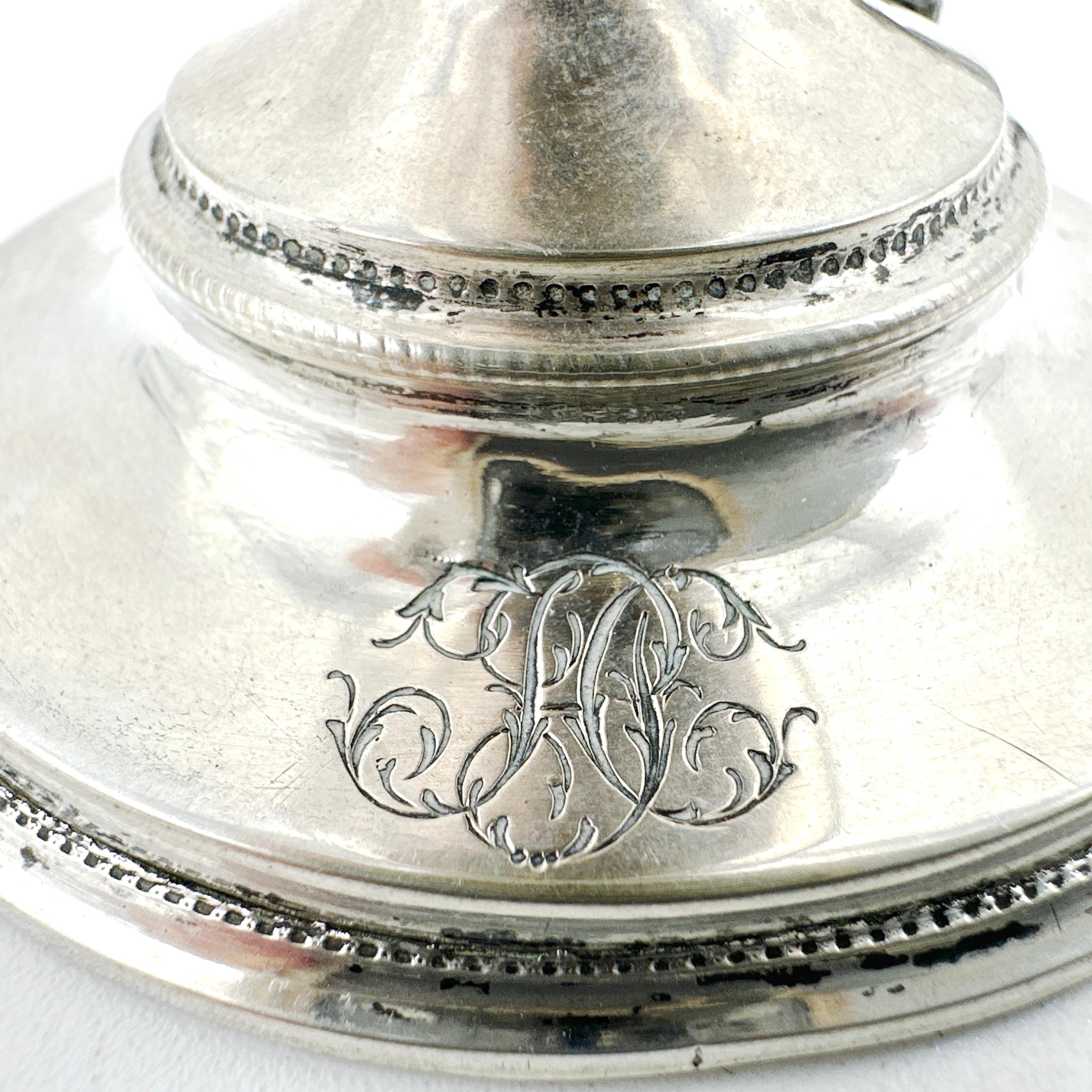 Antique Egg Shaped 750 Silver Piggy Bank with Guard Dog and Lock 5