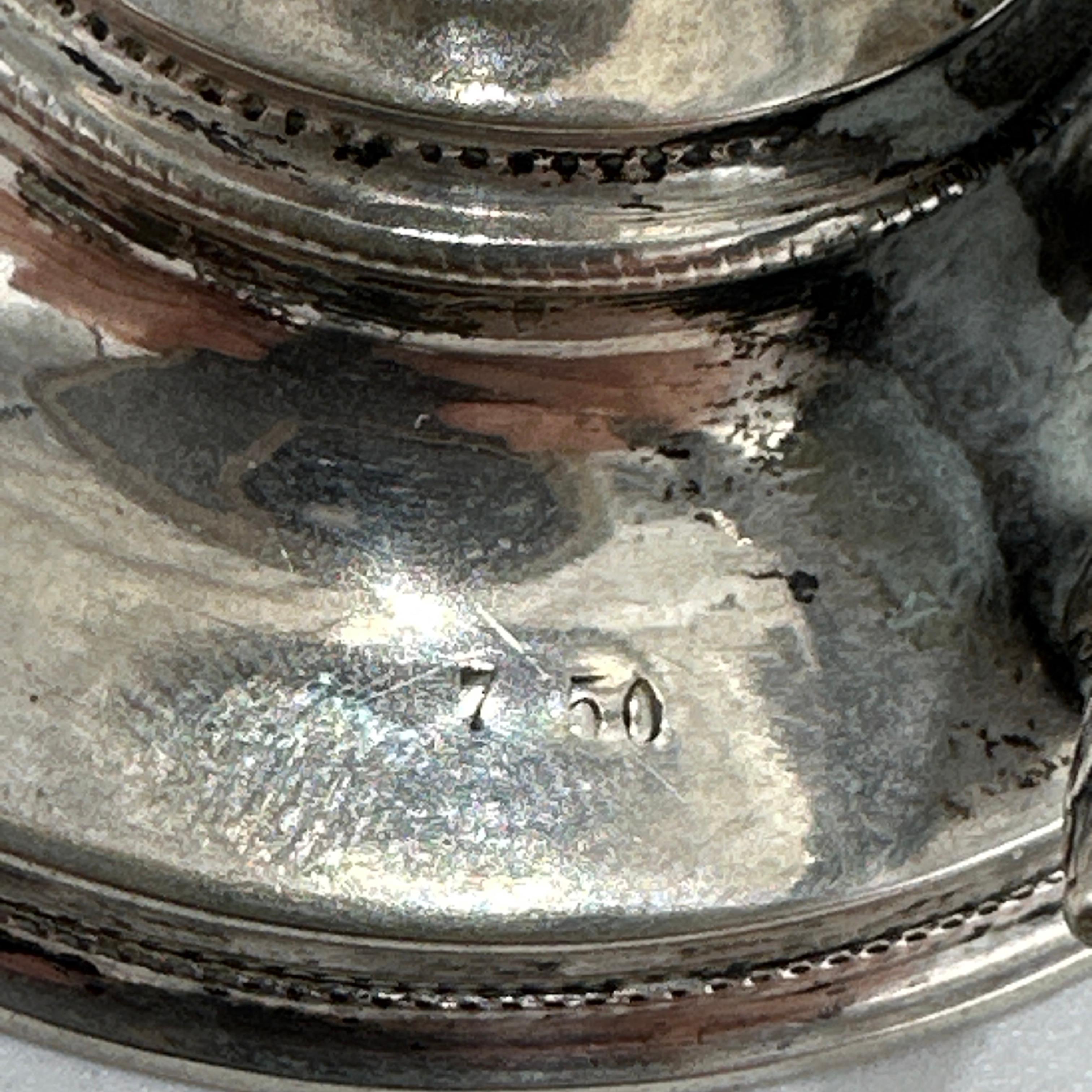 Antique Egg Shaped 750 Silver Piggy Bank with Guard Dog and Lock 1