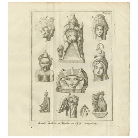 Antique Egyptian and Greco-Roman Heads and Figures – Engraving c.1776