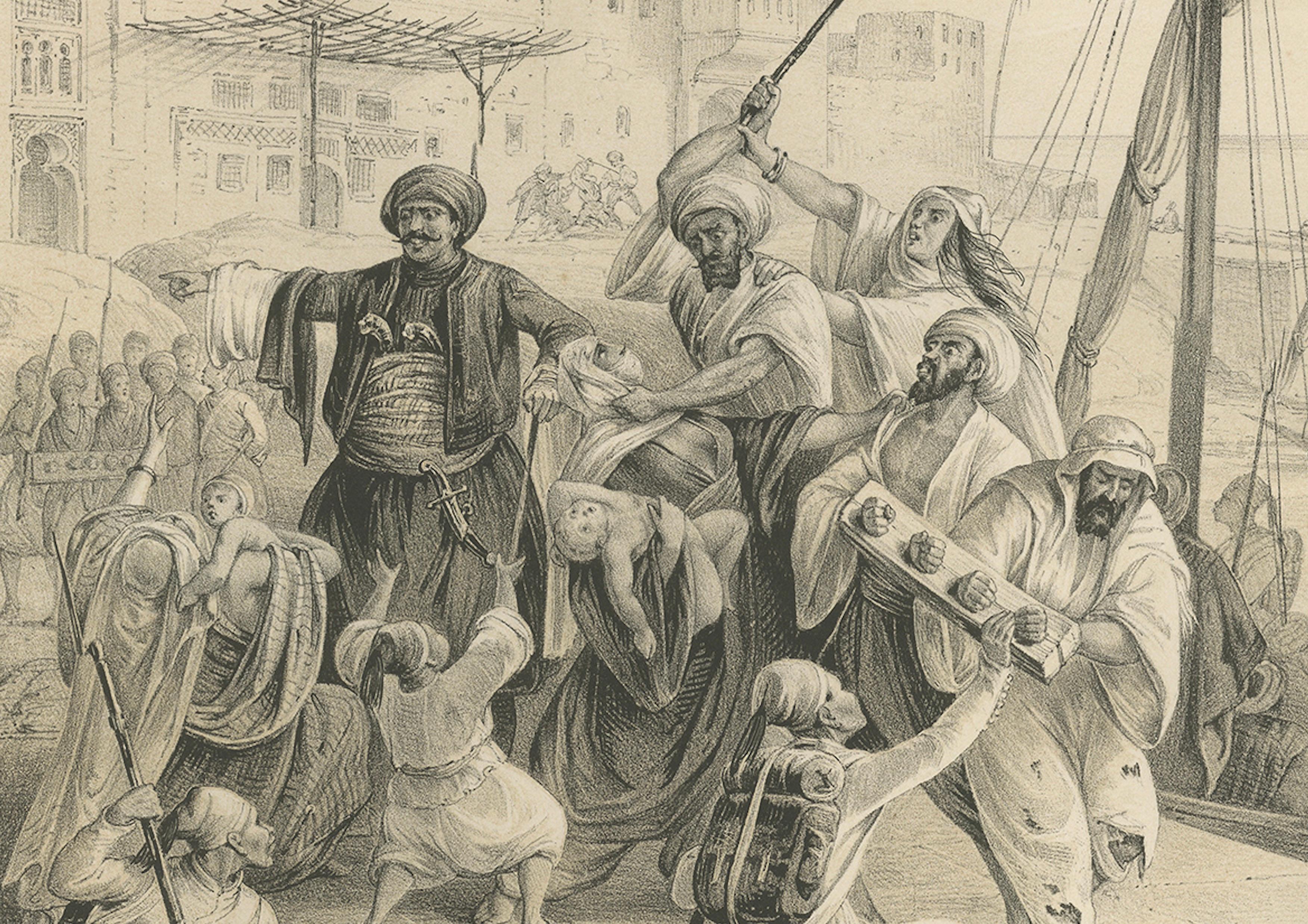 Antike ägyptische Armee Rekrutierung am Nilhafen von Maximilian, 1846 (19. Jahrhundert) im Angebot