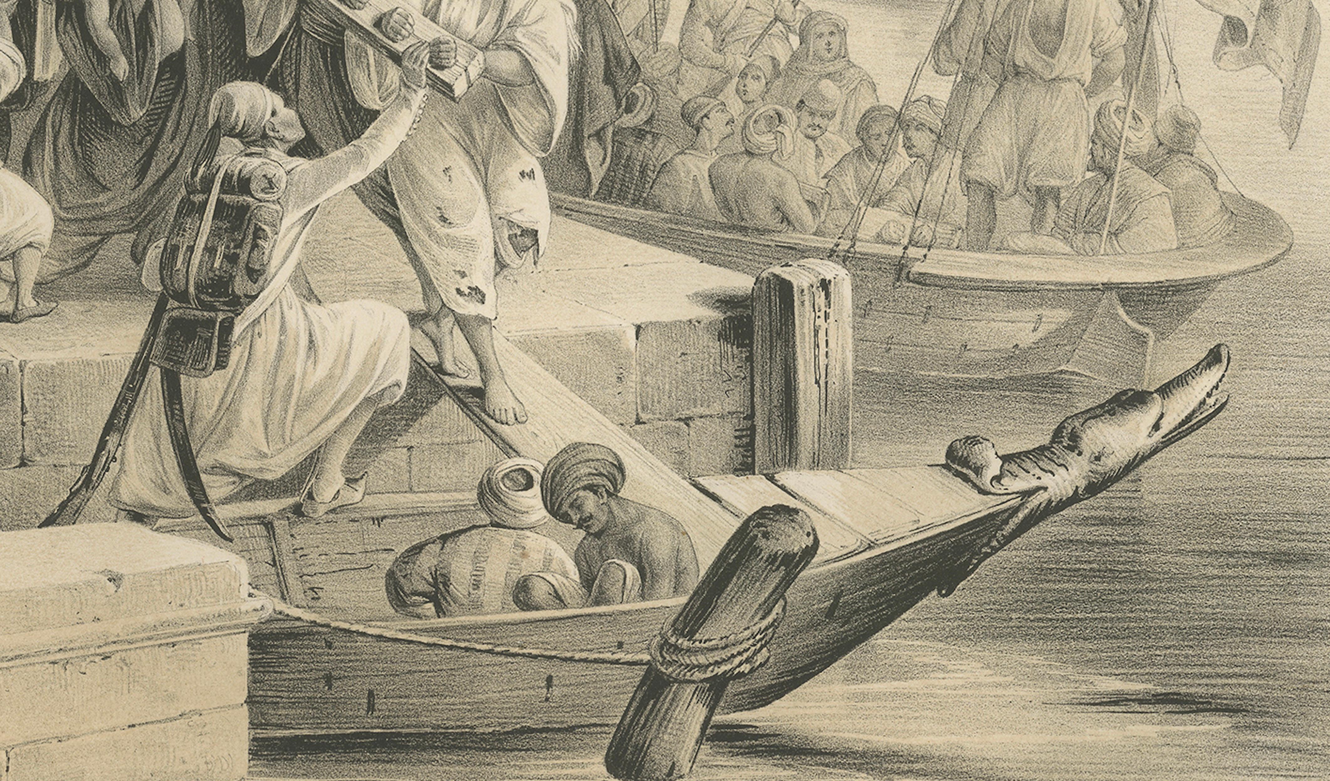 Antike ägyptische Armee Rekrutierung am Nilhafen von Maximilian, 1846 (Papier) im Angebot