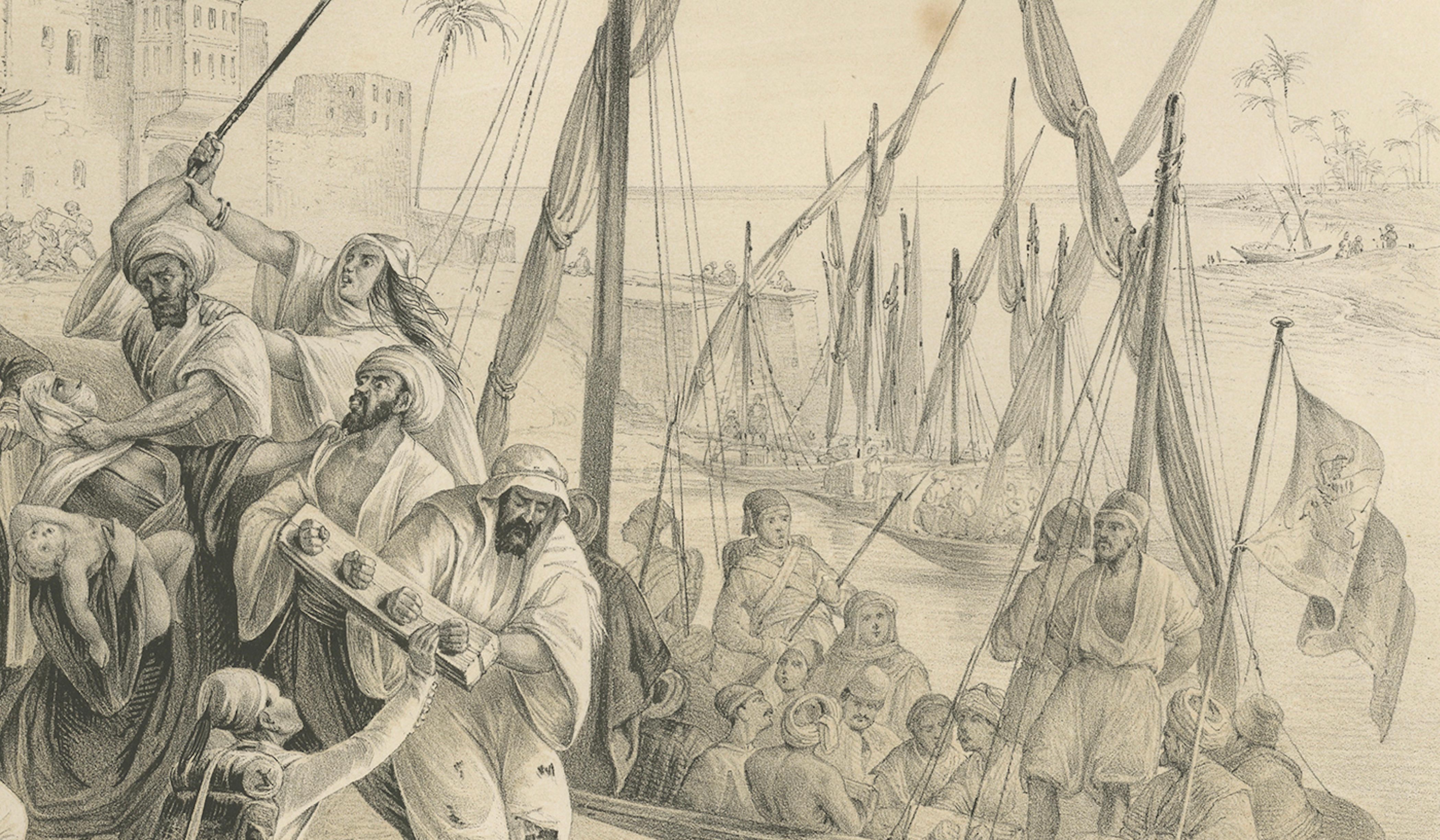 Antike ägyptische Armee Rekrutierung am Nilhafen von Maximilian, 1846 im Angebot 1