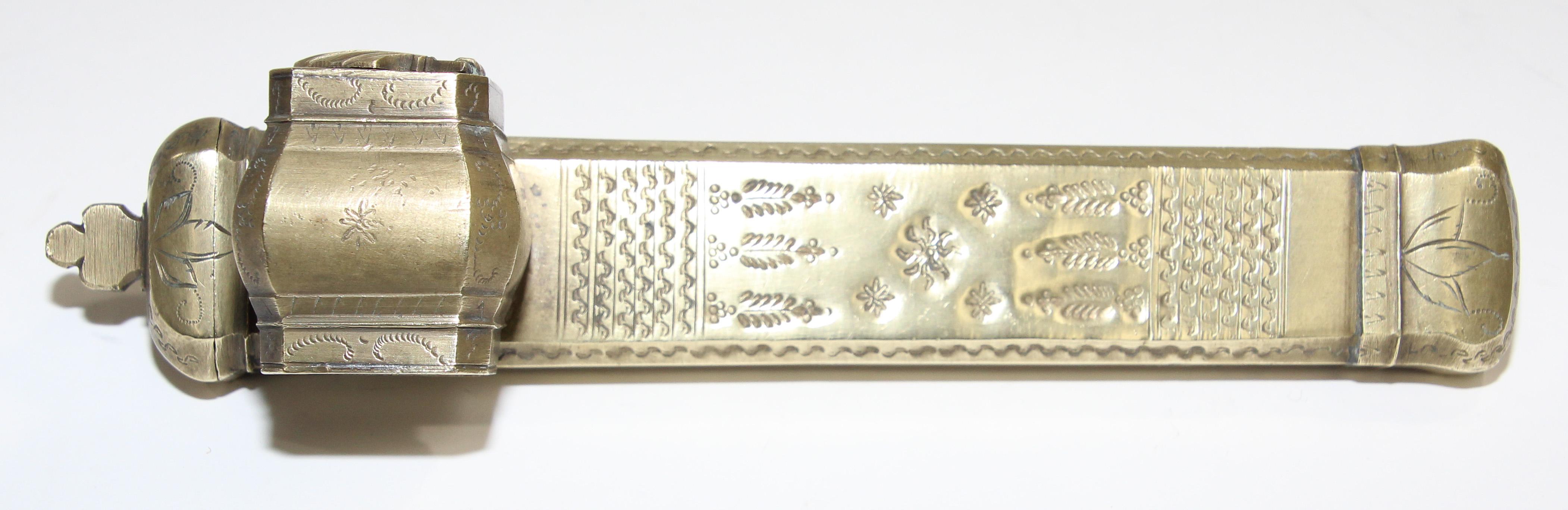 Antique Egyptian Brass Inkwell Qalamdan For Sale 9