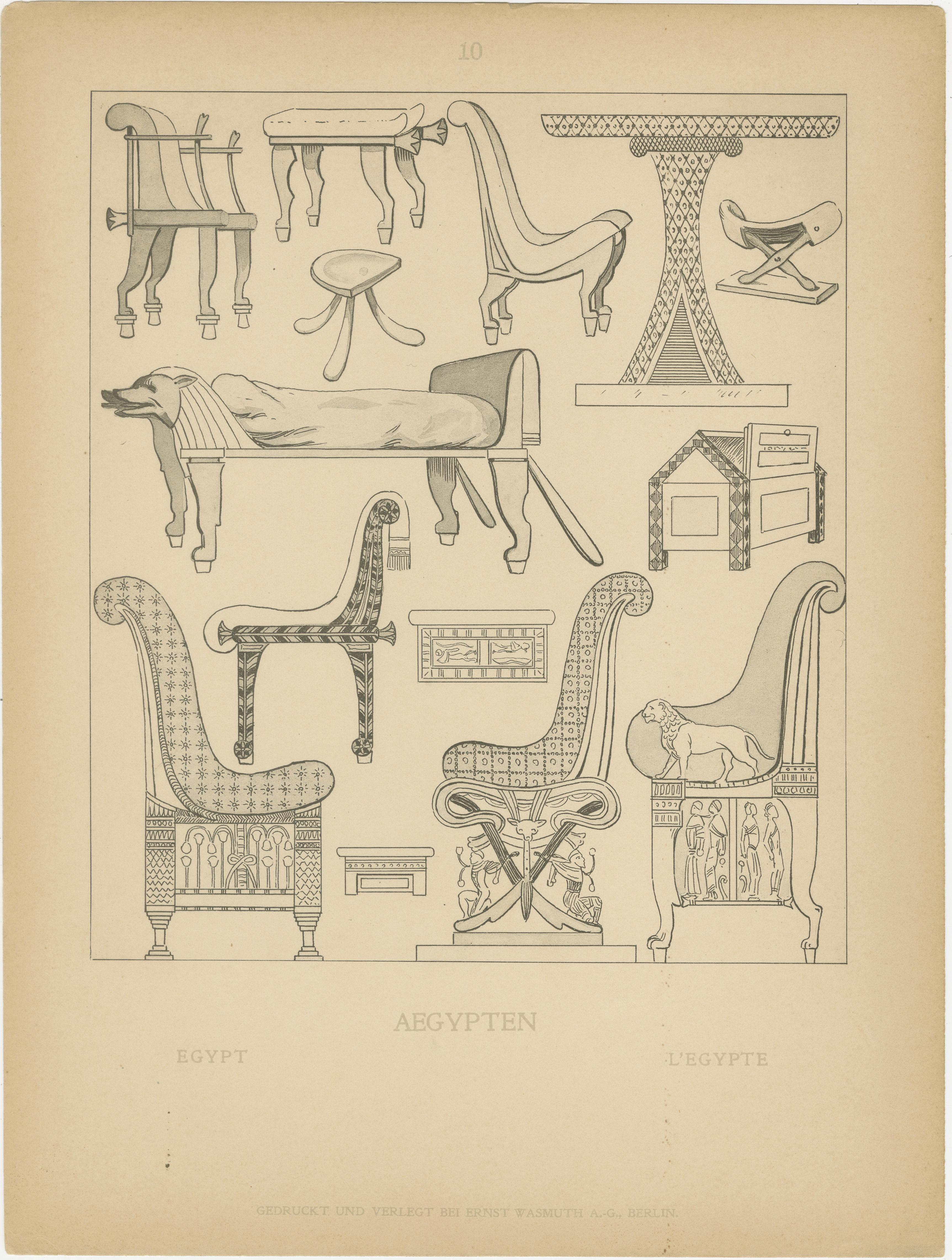 Antike ägyptische Kostüm-, Kultur- und Primitivzeittafeln, um 1900 im Angebot 4