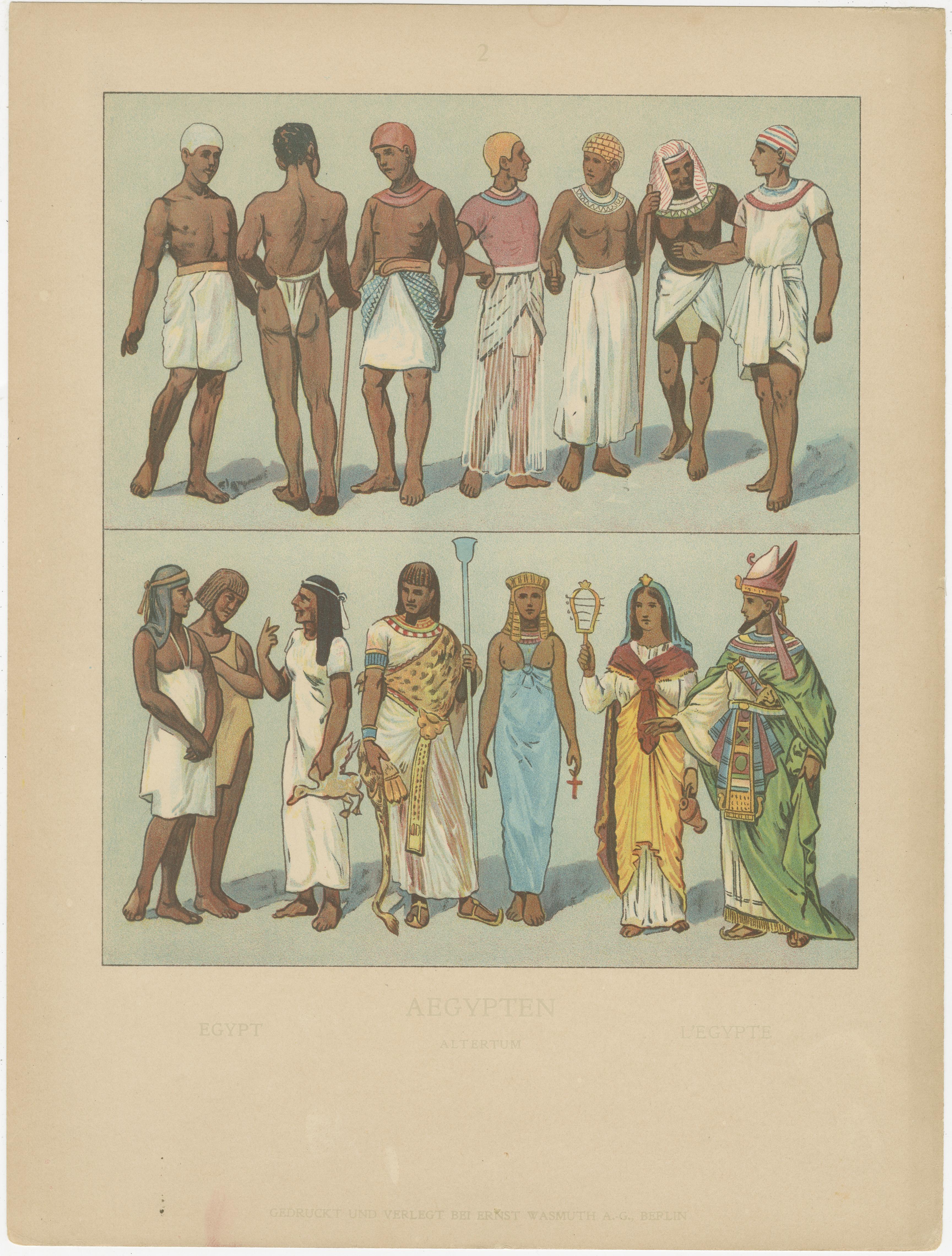 Antike ägyptische Kostüm-, Kultur- und Primitivzeittafeln, um 1900 (Deutsch) im Angebot