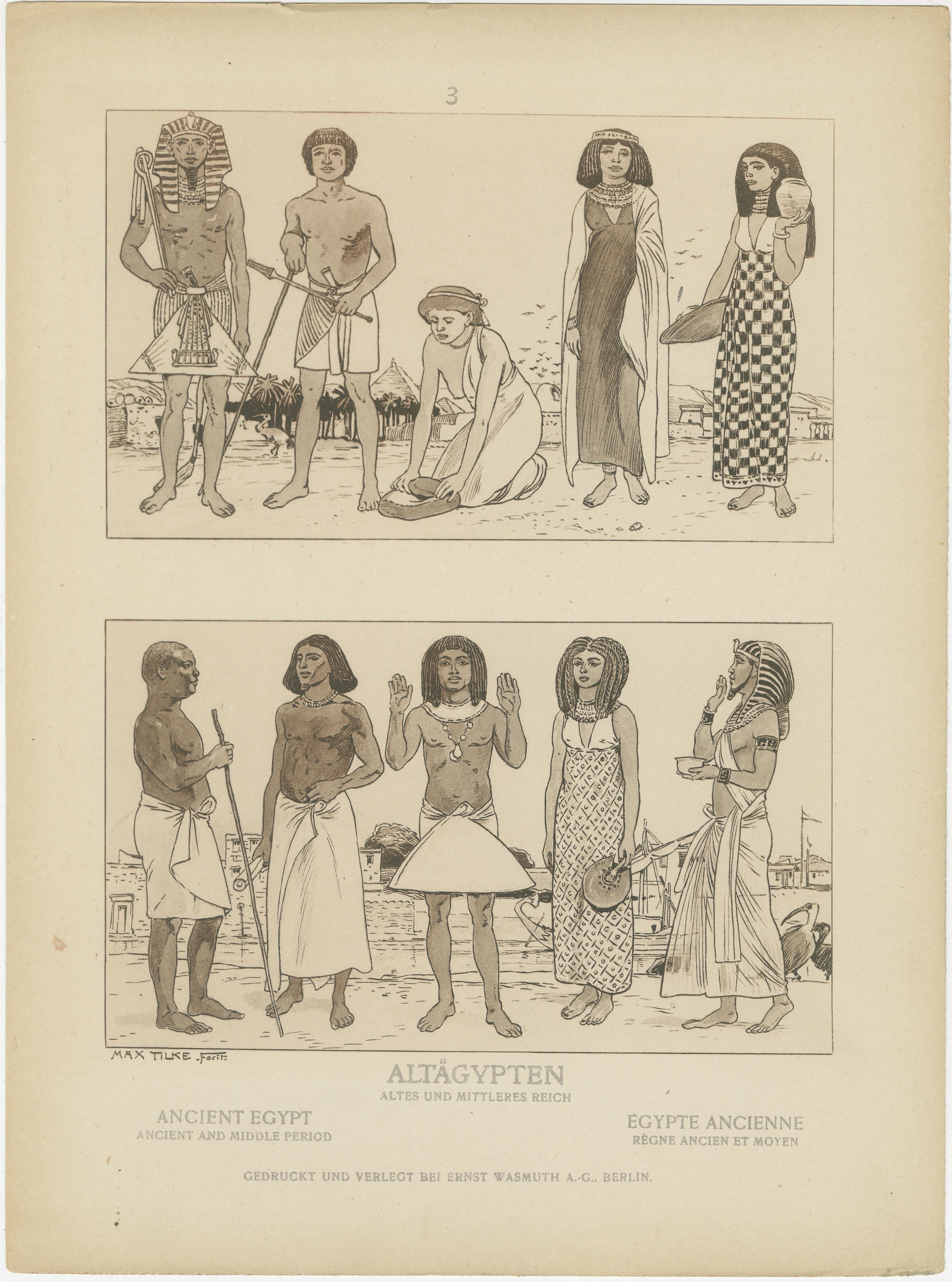 Antike ägyptische Kostüm-, Kultur- und Primitivzeittafeln, um 1900 im Zustand „Gut“ im Angebot in Langweer, NL