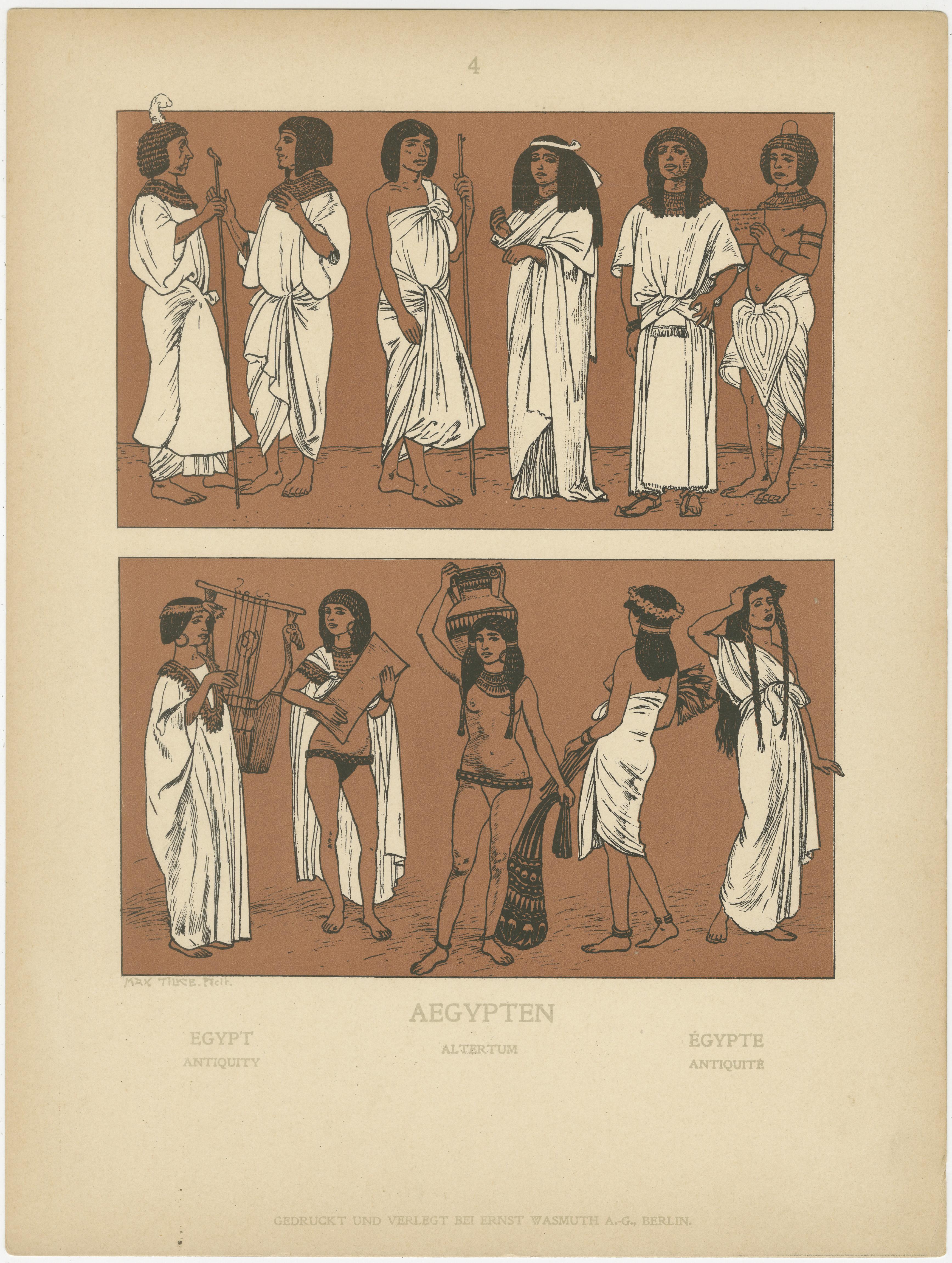 Antike ägyptische Kostüm-, Kultur- und Primitivzeittafeln, um 1900 (Frühes 20. Jahrhundert) im Angebot
