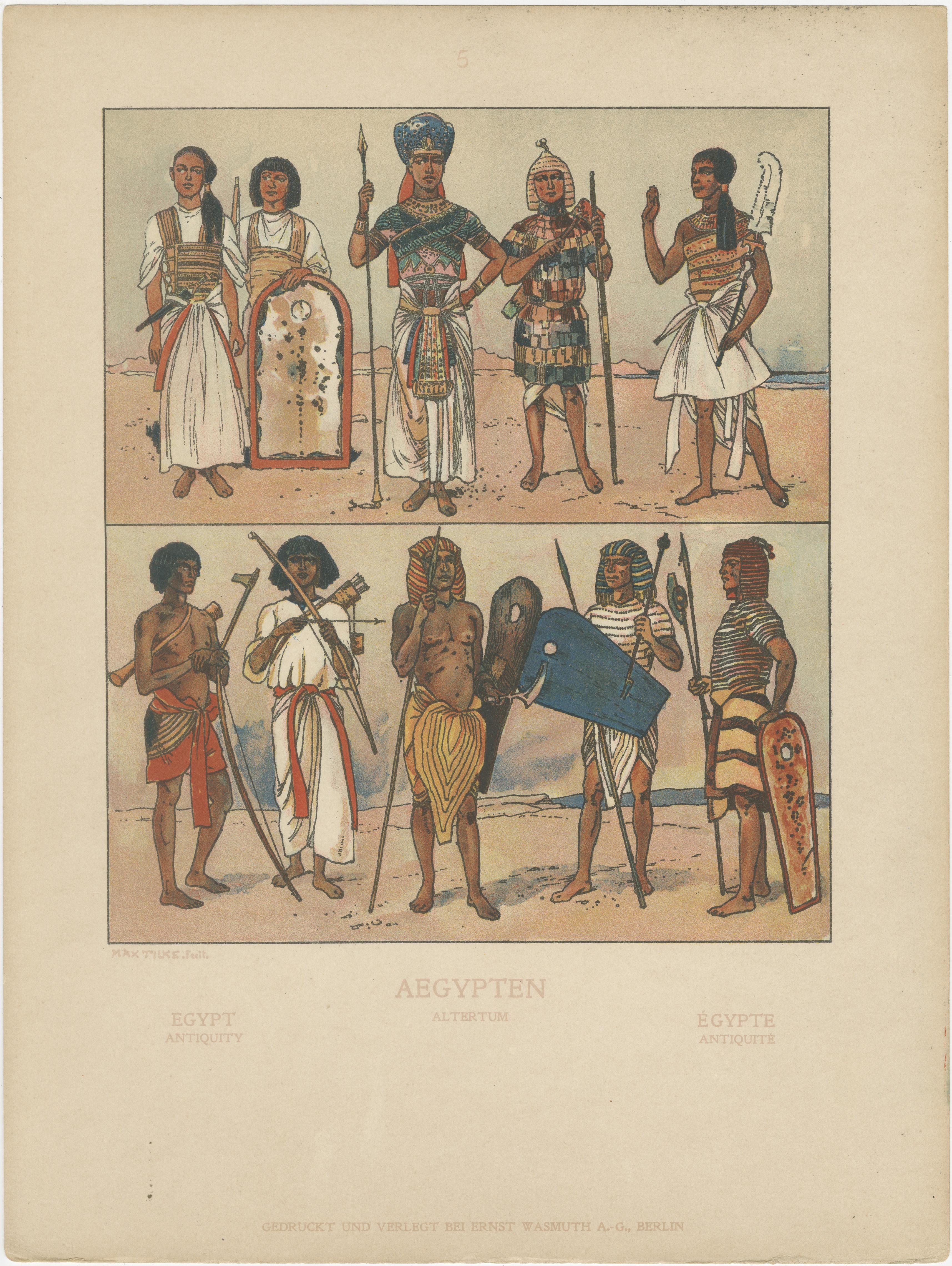 Antike ägyptische Kostüm-, Kultur- und Primitivzeittafeln, um 1900 (Papier) im Angebot