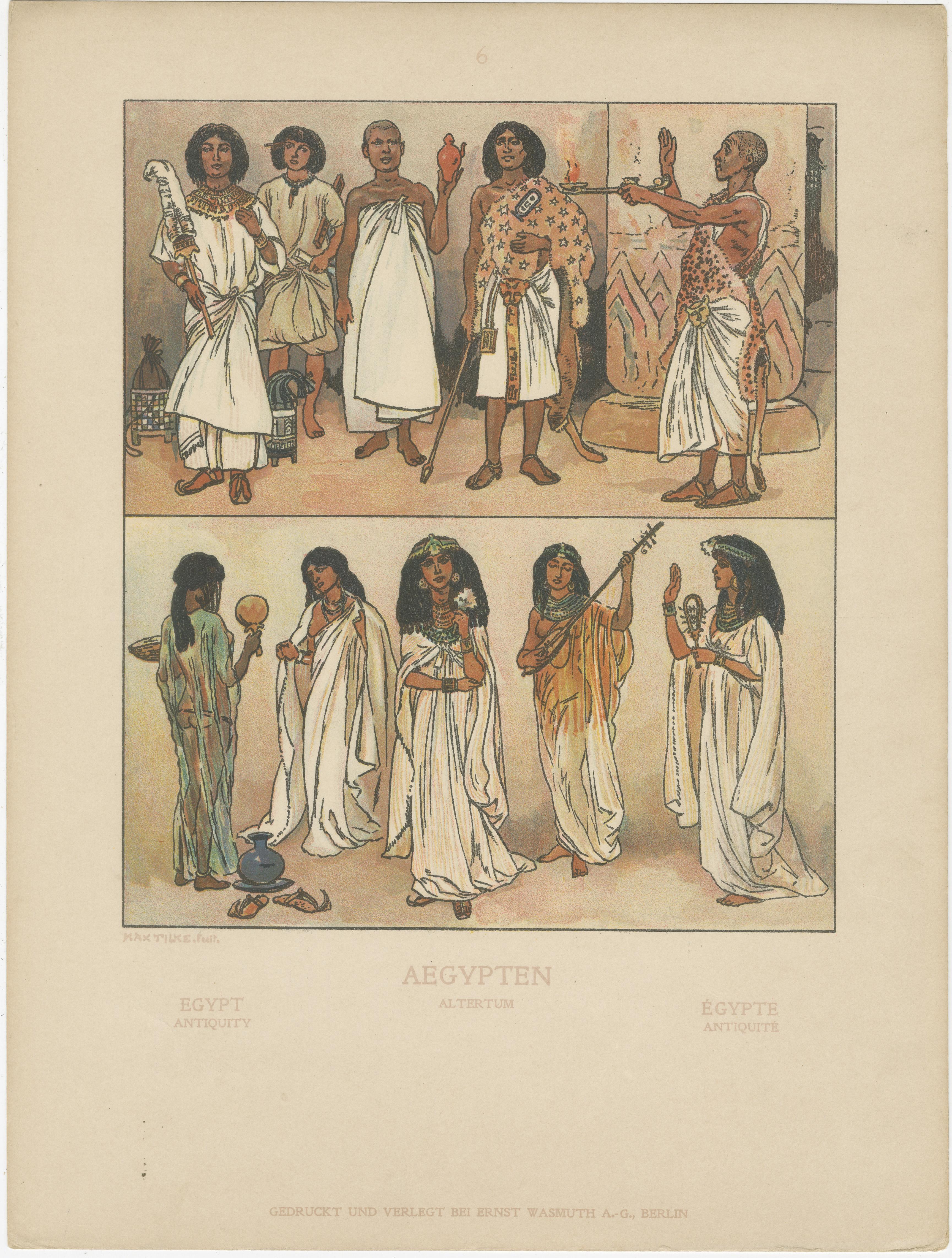 Antike ägyptische Kostüm-, Kultur- und Primitivzeittafeln, um 1900 im Angebot 1