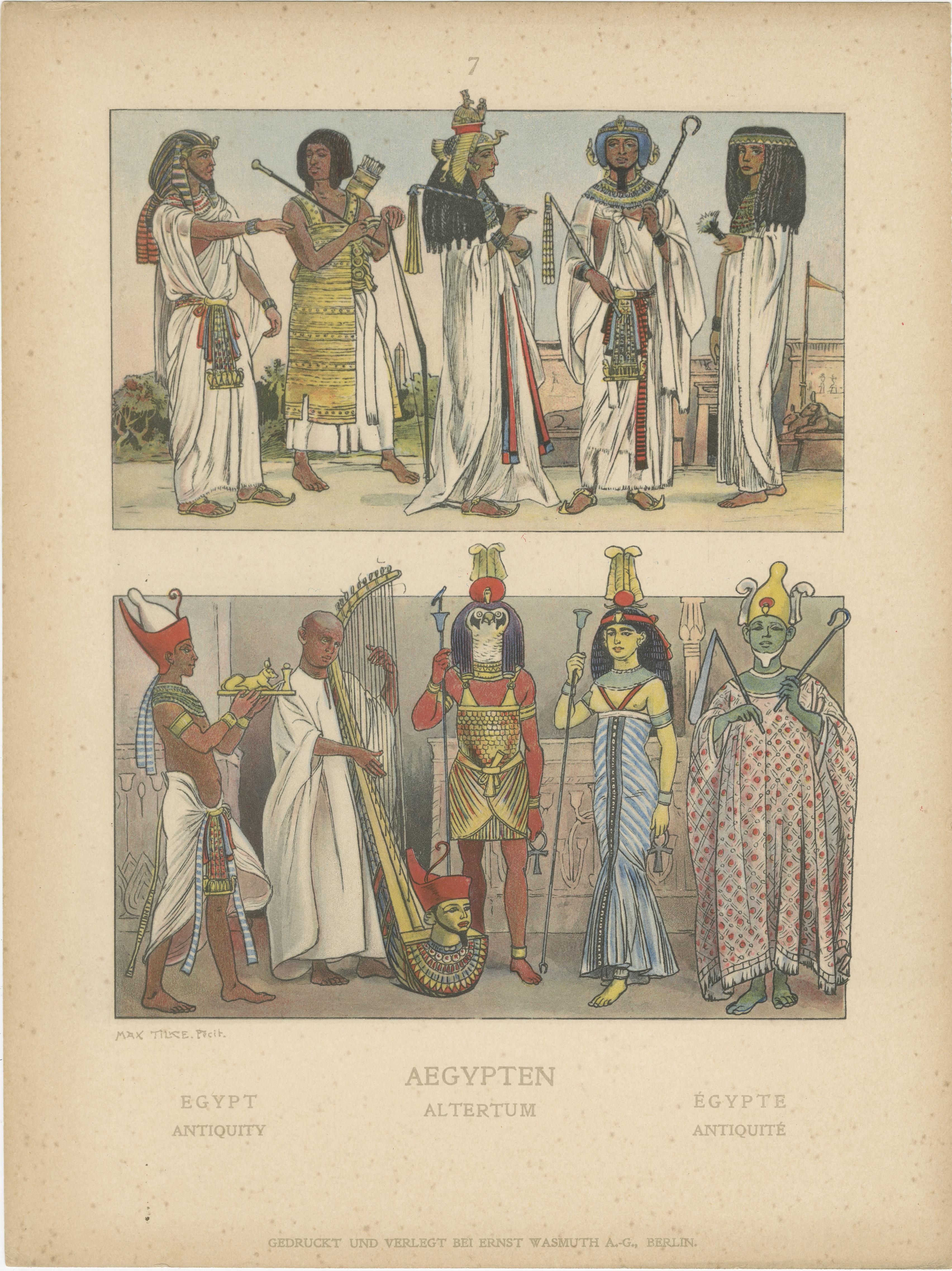 Antike ägyptische Kostüm-, Kultur- und Primitivzeittafeln, um 1900 im Angebot 2